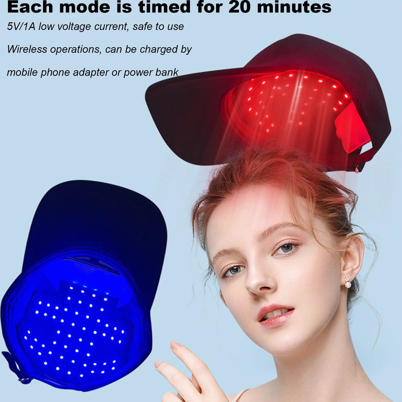 Gorra LED para crecimiento del cabello, protector infrarrojo, dispositivo antialopecia
