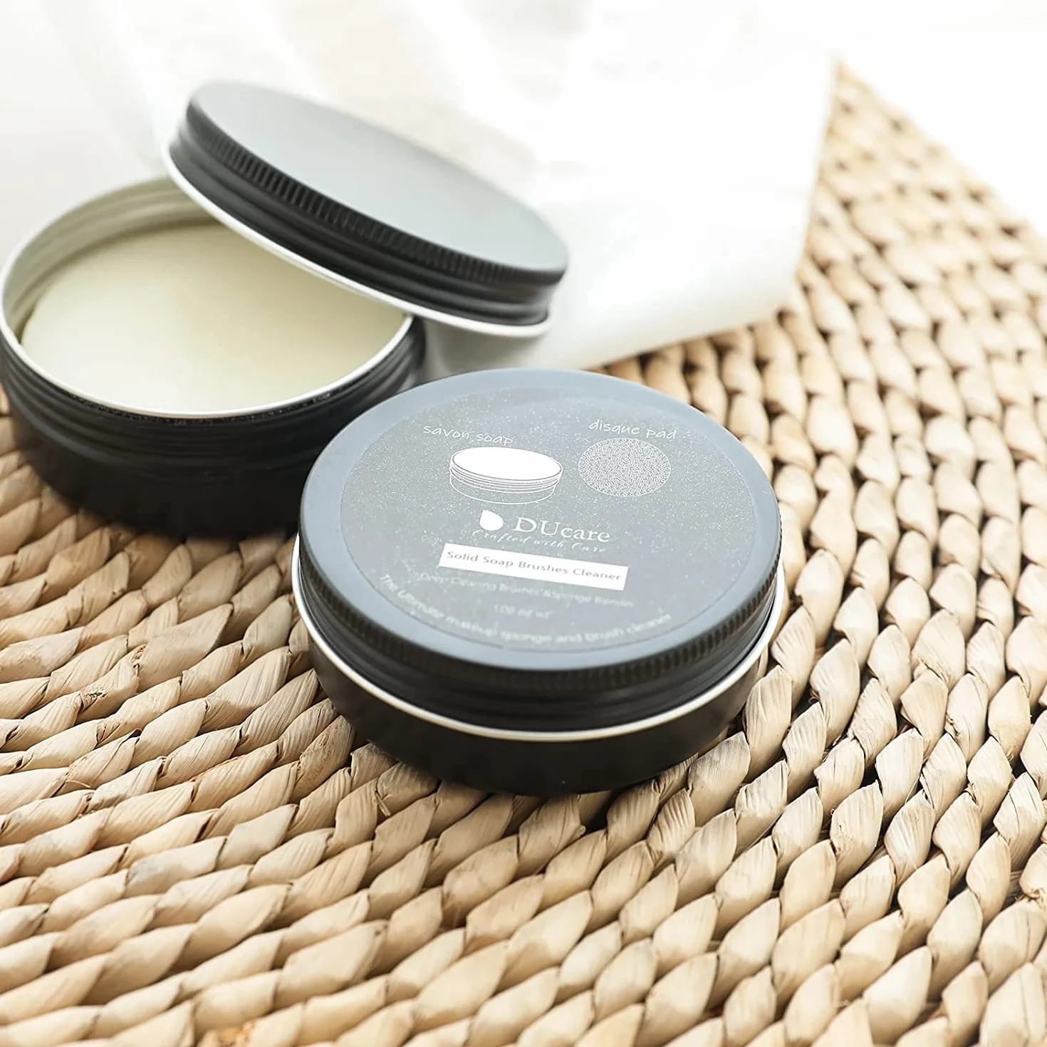 DUcare limpiador de brochas de maquillaje 2 piezas jabón 60g esponja eliminación color almohadilla silicona