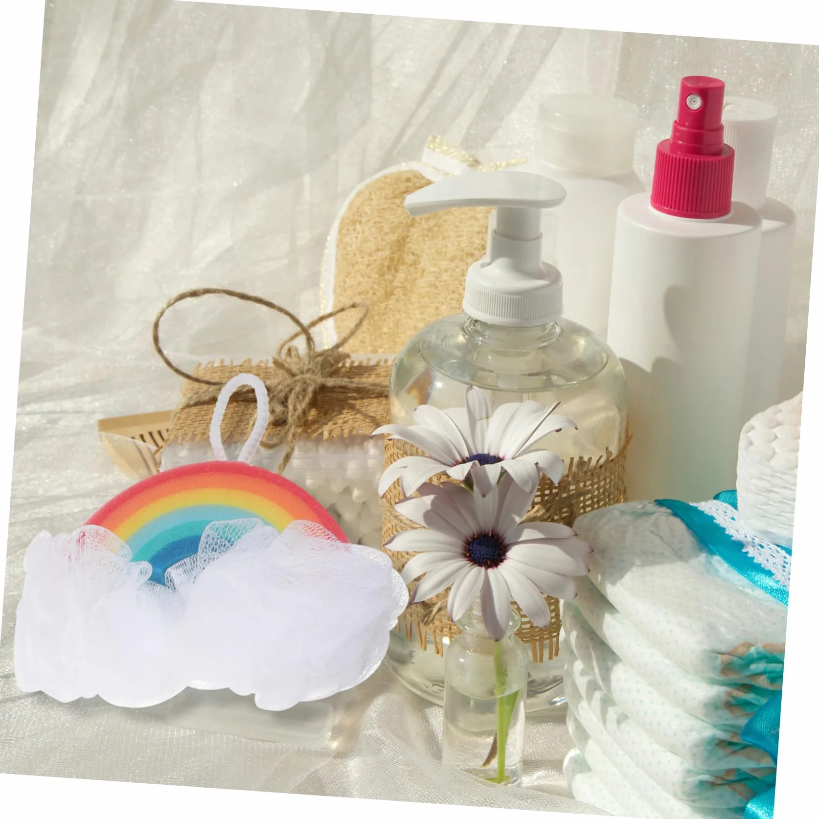 Esponja de Baño Arcoíris 2 Piezas de Esponja para Niños | , Exfoliante Corporal, para Ducha, Formato Compacto, Adecuado para Bebés y Pequeños