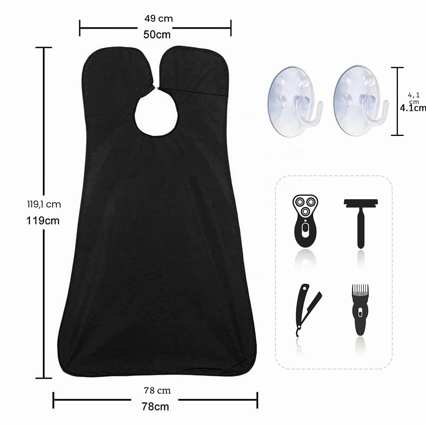 Delantal Impermeable para Barba con 2 Ventosas para Hombres