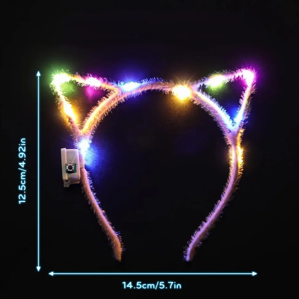 Diademas de orejas de gato con lentejuelas LED brillantes para el pelo, accesorios para fiestas