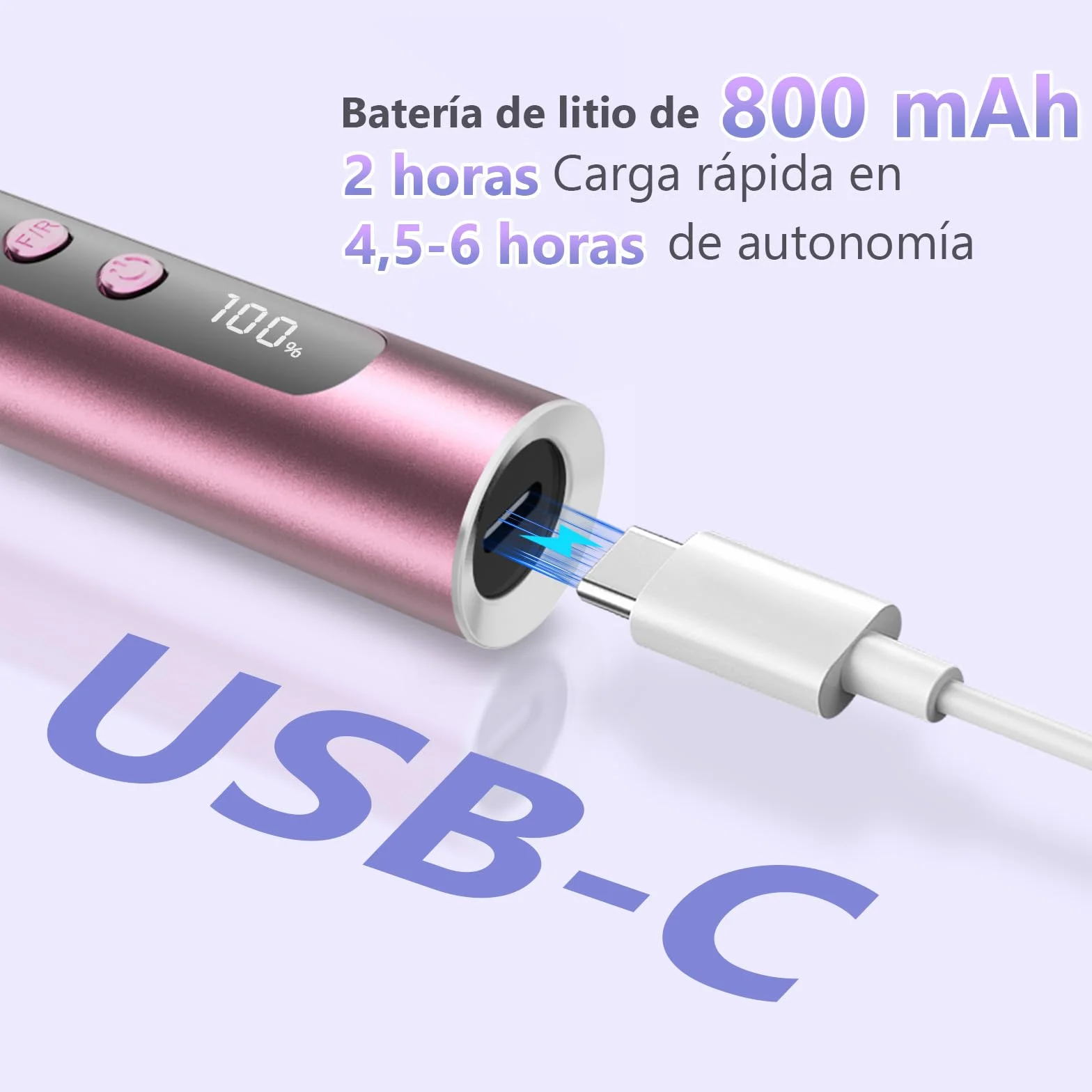 Torno para Uñas Profesional de 35000 RPM, Lima Eléctrica para Uñas de Gel y Acrílicas, Torno sin Cable con Velocidad Ajustable para Manicura y Pedicura