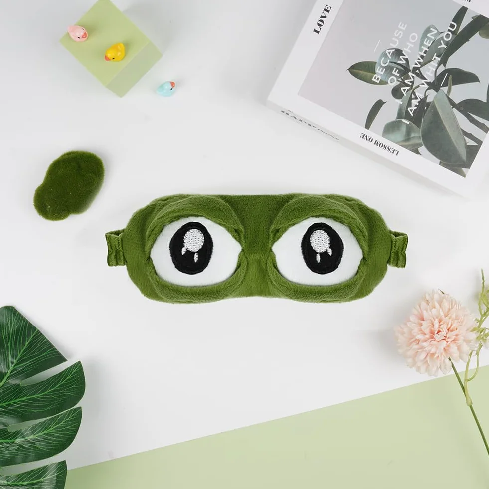 ACWOO Antifaz de Rana 3D para Dormir, Máscara Ocular de Pelusa, Viaje para Niños Hombres Mujeres
