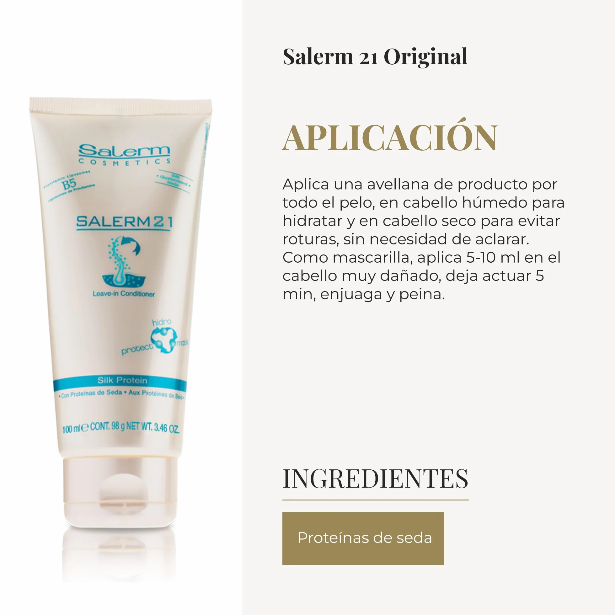 Salerm 21 Silk Protein Acondicionador sin Aclarado 100 ml Protector Calor Hidratante