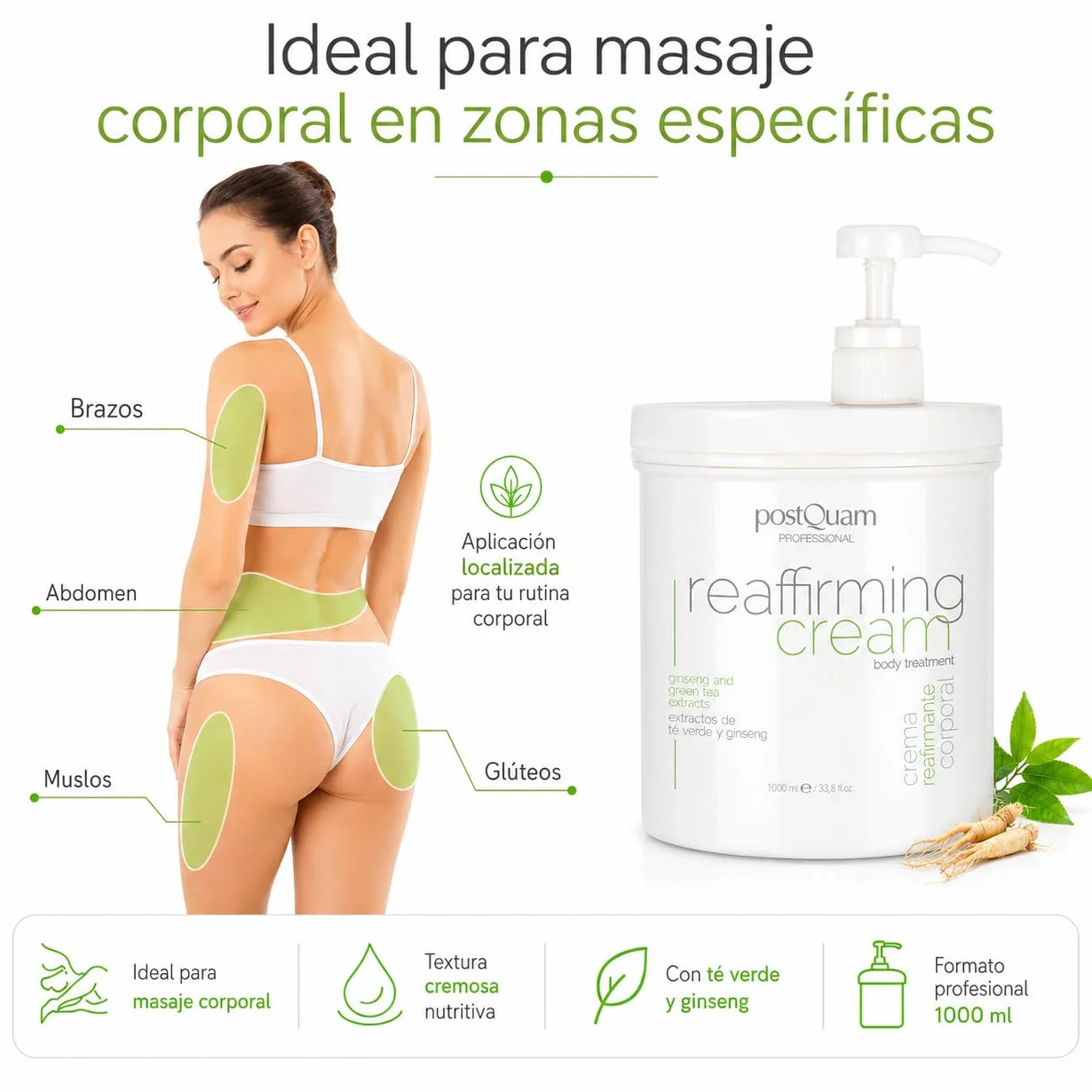 Crema Reafirmante Corporal 1000 ml Tratamiento Intensivo Antiflacidez