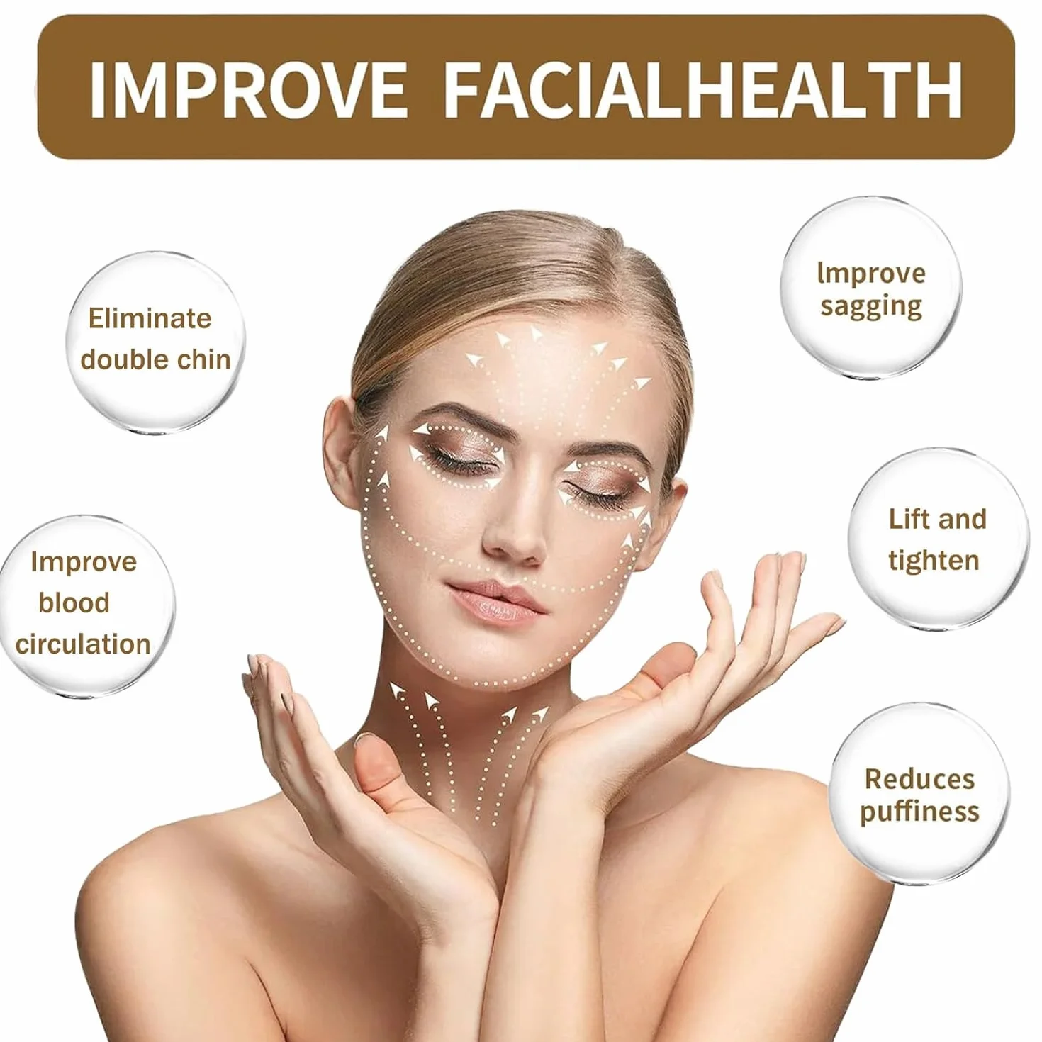 Cepillo Facial de Contorno Linfático 4 PCS para Masaje y Drenaje Linfático