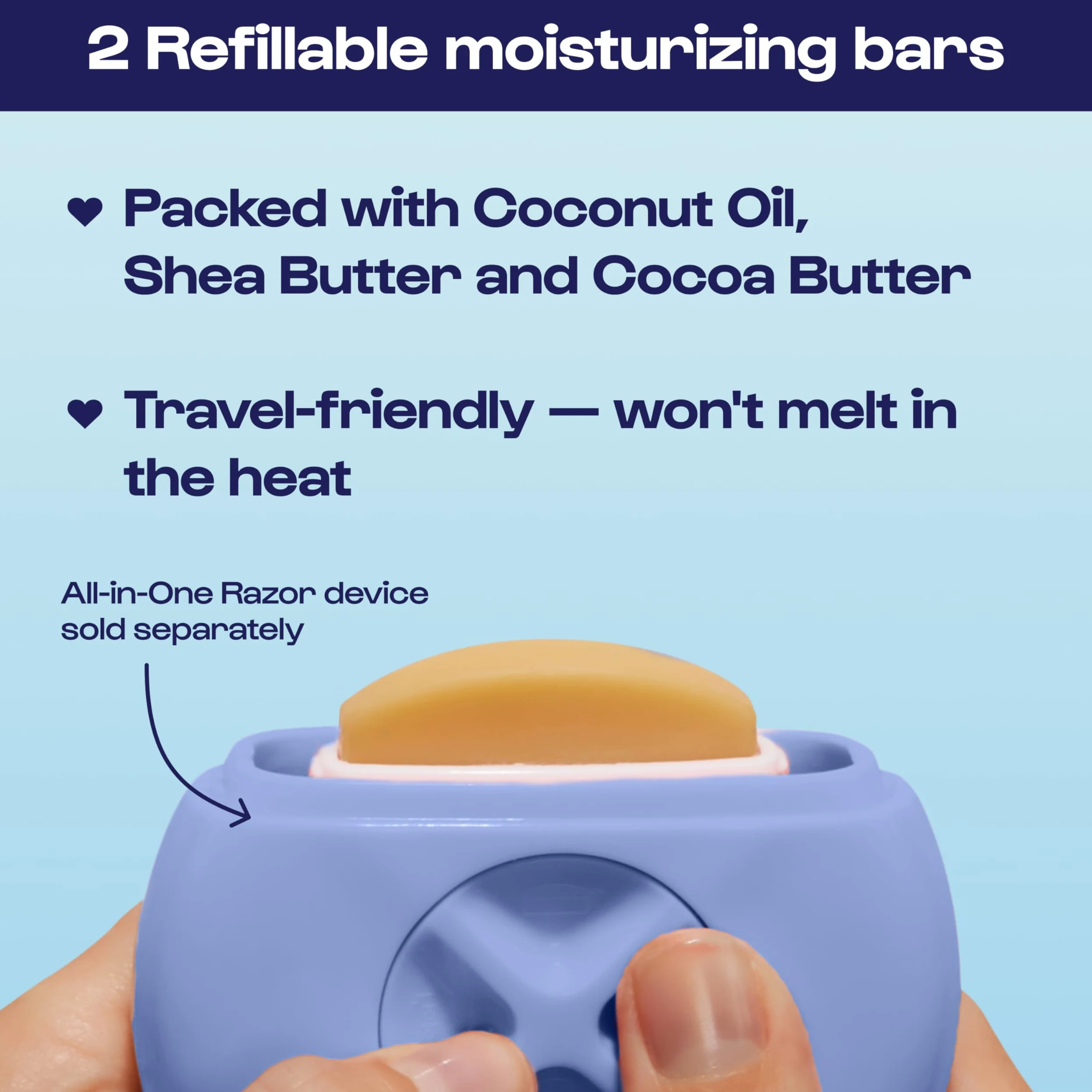 Alleyoop Stay Sharp Razor - Paquete de recambio para maquinilla de afeitar portátil de viaje, perfecto para retoques sobre la marcha, incluye 4 cartuchos de afeitar de triple hoja y 2 barras