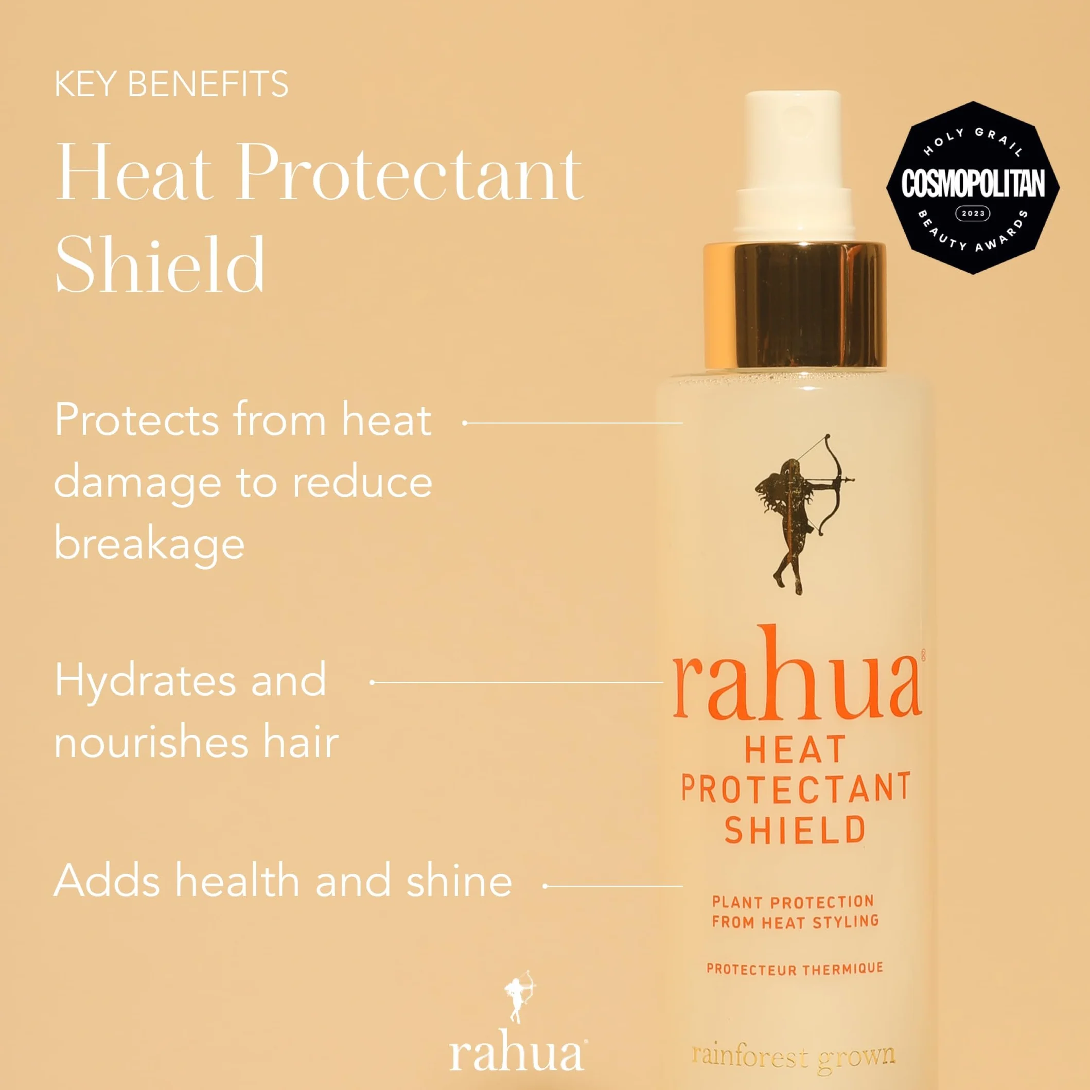 Rahua Heat Protectant Shield 193 ml/6.5 FlOz, pulverización múltiple formulada que protege contra el calor, el aerosol de protección de calor liviano enriquecido con vitamina E de aloe vera queratina