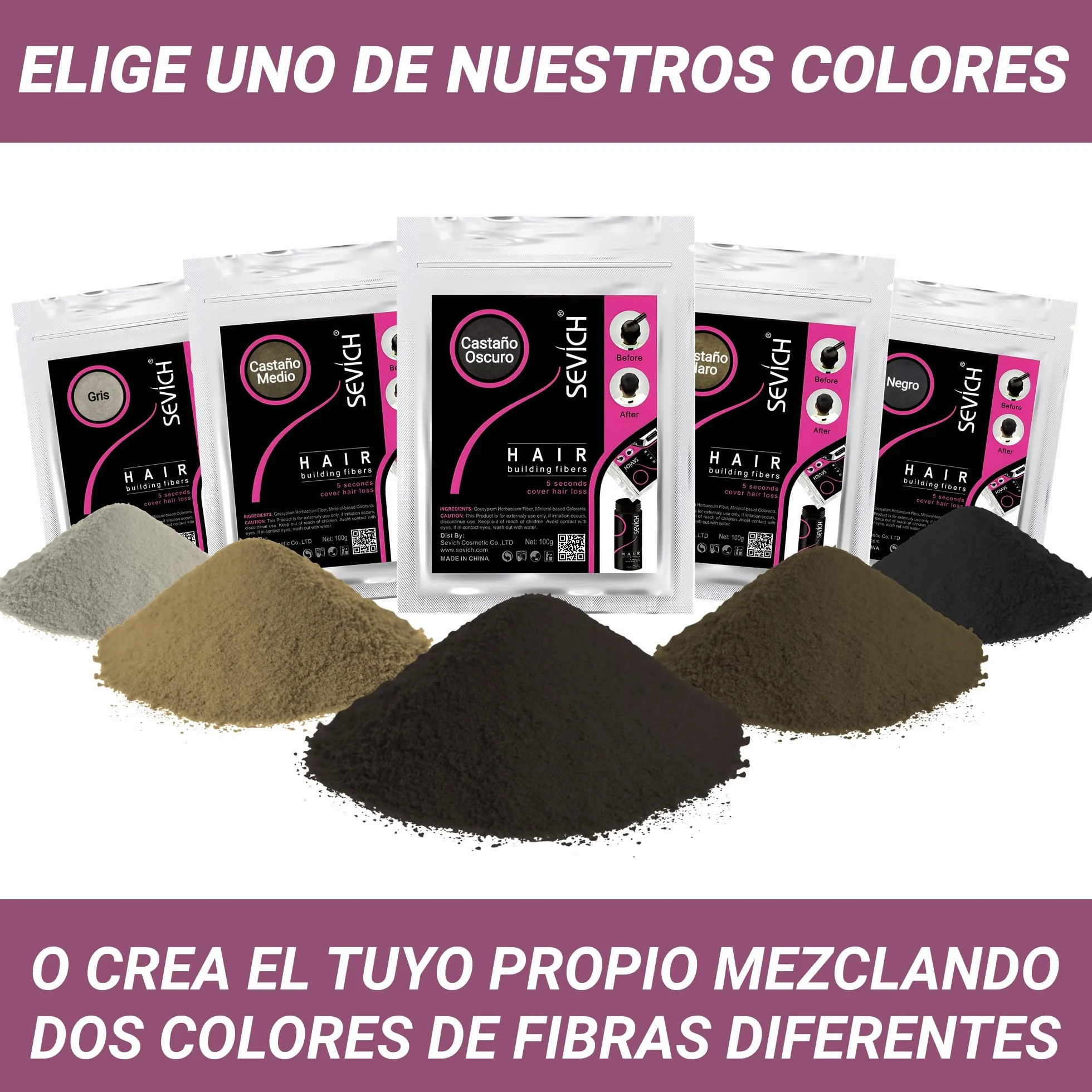 Bolsa Recarga Fibras Capilares Castaño Oscuro 100g 100% Natural para Disimular Calvicie y Alopecia