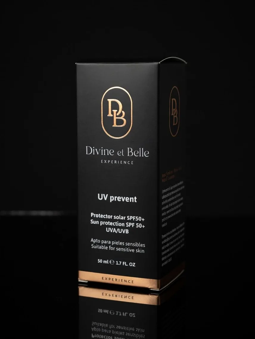 Divine et Belle UV PREVENT, Protector Solar SPF 50+ UVA/UVB, Textura Fundente, Apto para Pieles Sensibles, 50 ml. Belleza y cuidado premium para tu piel