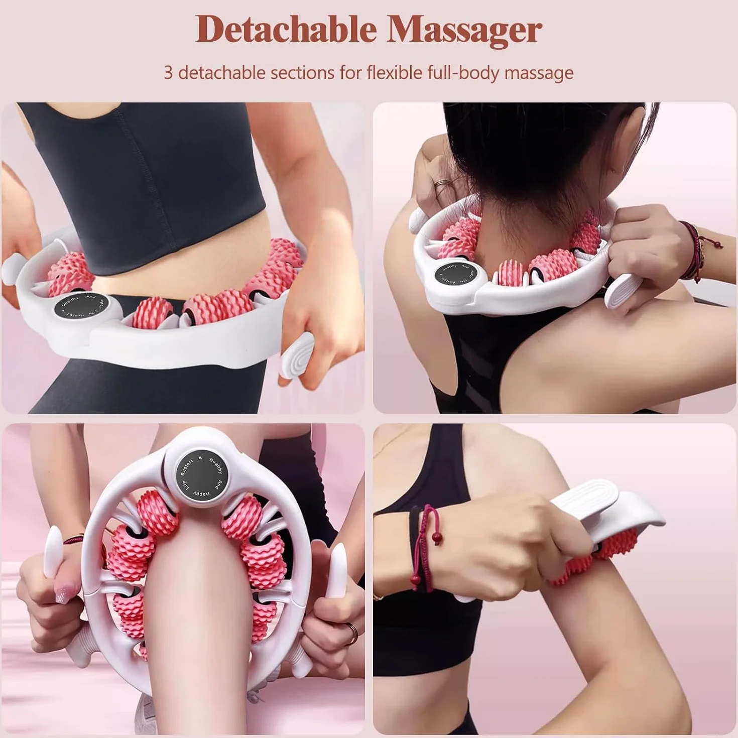 Aparato de masaje anticelulitis 180° reafirma y alisa la piel para piernas, glúteos, brazo y vientre Rosa