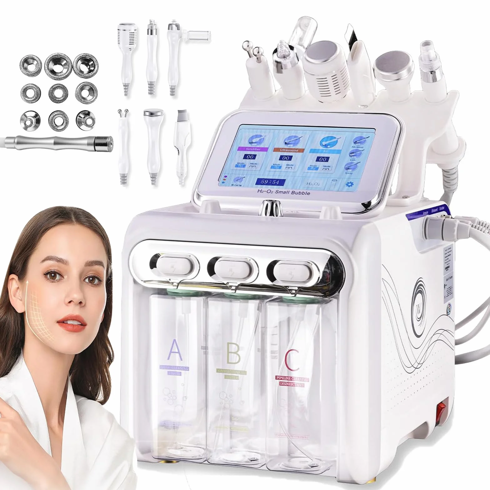 Máquina De Microdermoabrasión De Diamante 7 En 1 | Dispositivo De Hidrodermoabrasión Facial, Exfoliación Facial Para El Cuidado De La Piel En Casa O En Un Salón De Belleza