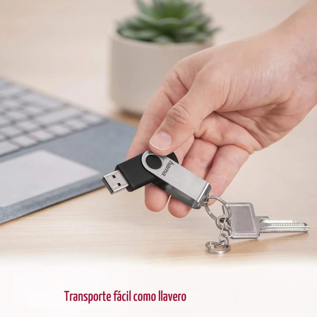 Hama Pendrive USB 2.0 128 GB Memoria USB-A 15 MB/s Giratorio Clip Metal Negro Plata
