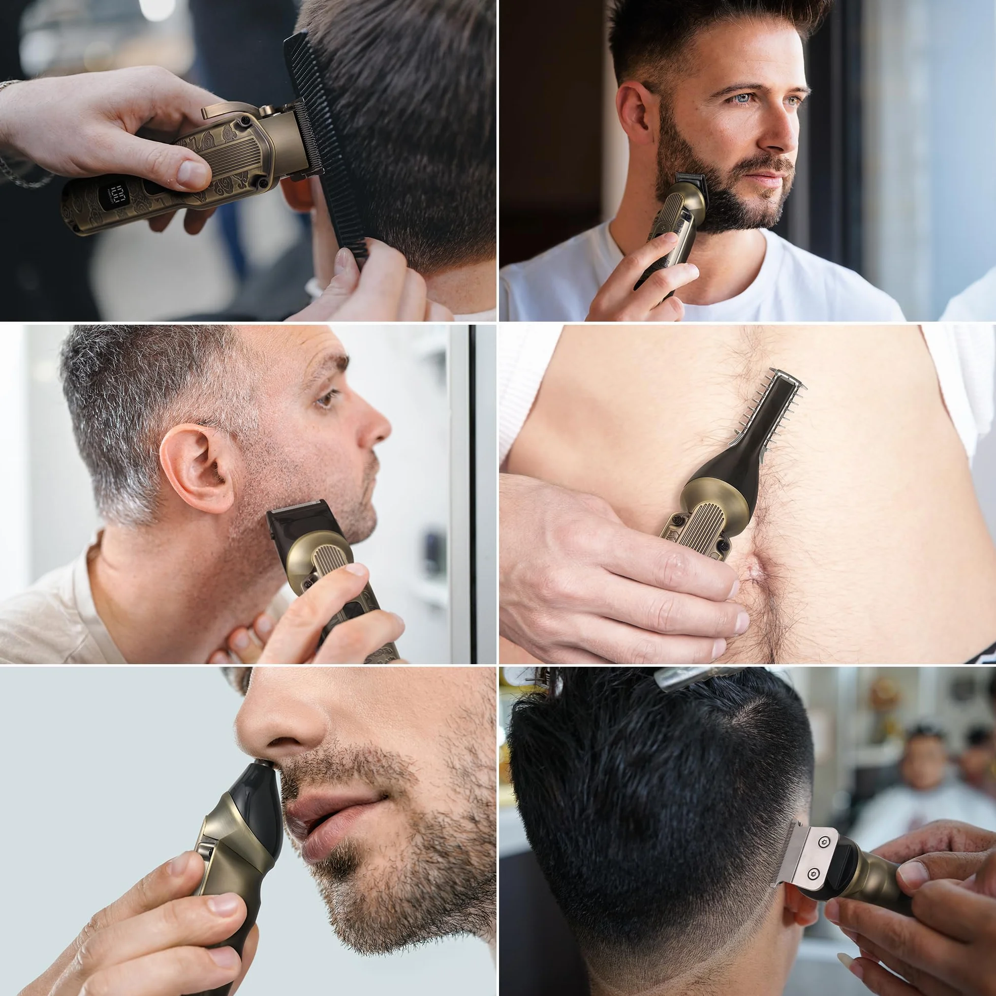 Scttomon Maquinilla de Cortar Pelo Profesional Inalámbrica, Kit de Corte y Afeitadora para Hombres (Bronce)