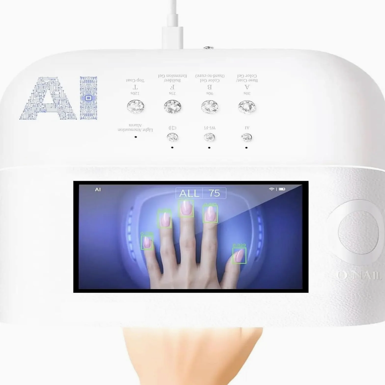 Lámpara de uñas de precisión con IA, Pantalla HD, 109 led para un Secado más rápido, para Uso en Salones y en casa.
