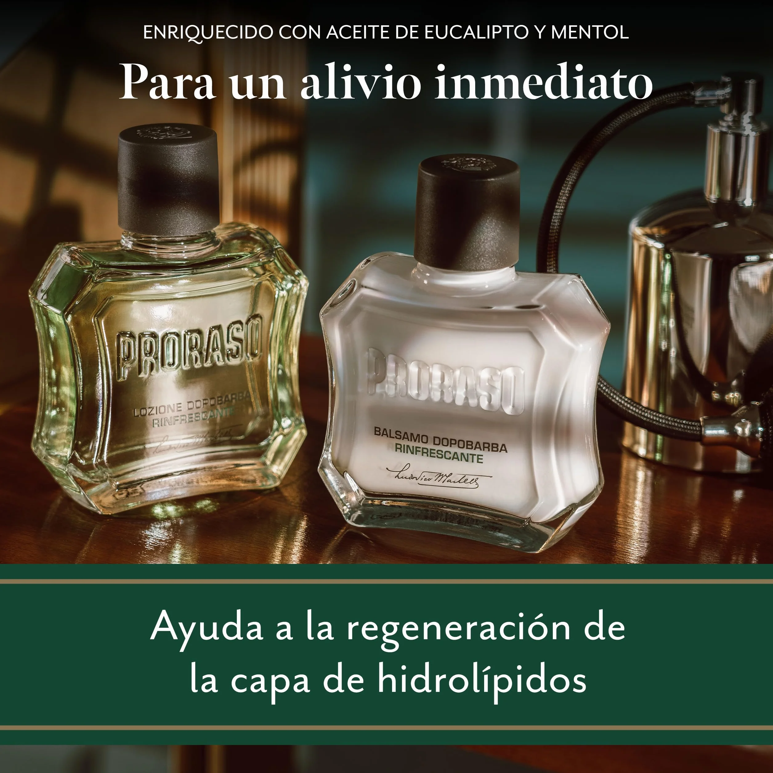 Proraso After Shave Bálsamo 100 ml bálsamo barba con aceite de eucalipto y mentol tónico facial refrescante sin alcohol