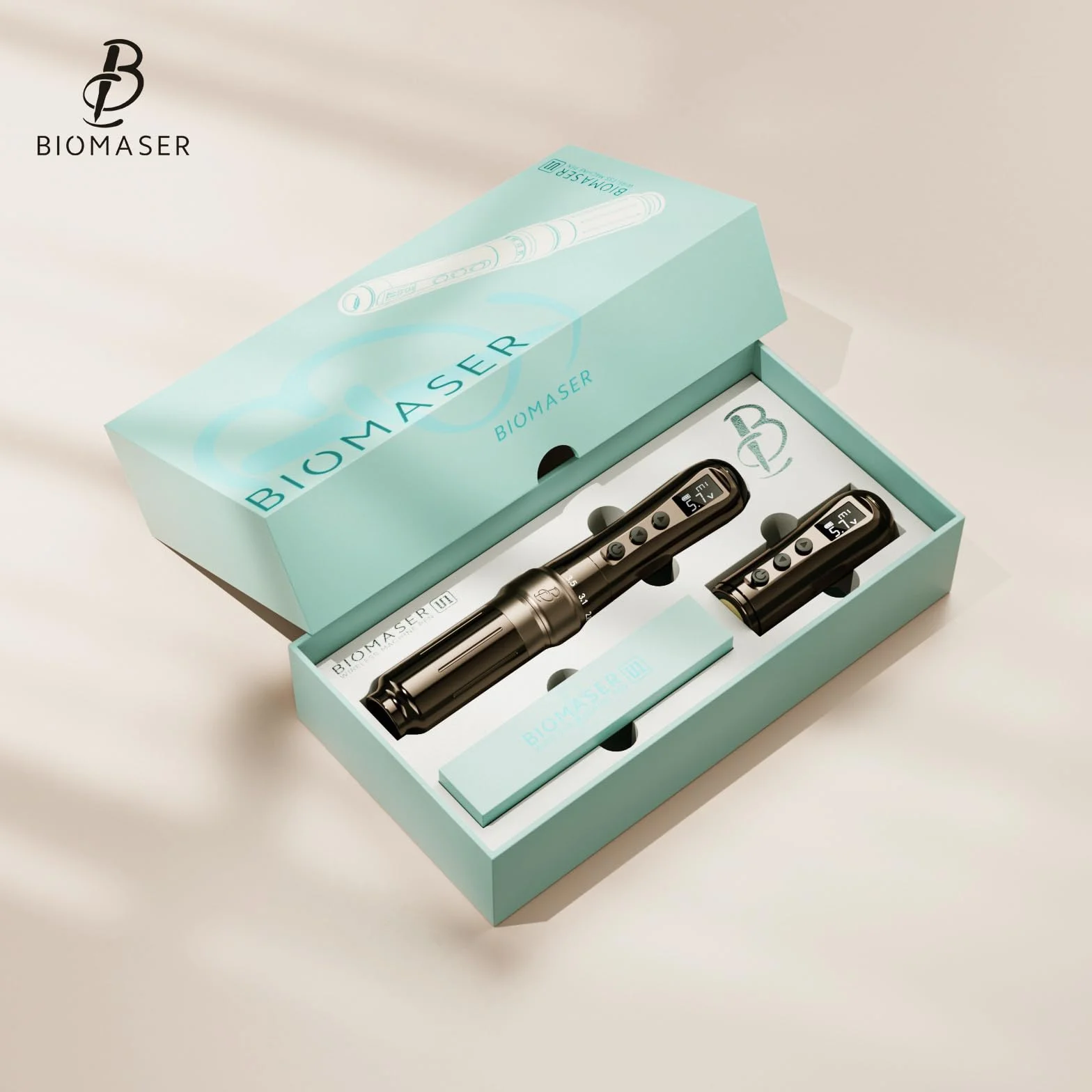 Biomaser Wireless Semi Permanent Maquillaje U1 Permanente Lápiz Inalámbrico Ajustable en Seis Tiempos Pantalla OLED para Maquillaje con 2 Batería 1000mAh