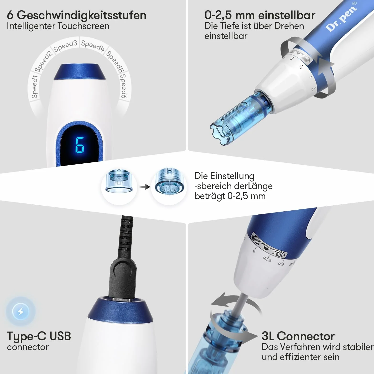CHUSE Bolígrafo de microagujas A11 – eficaz contra las arrugas | Base de sensor inteligente, cómodo diseño inalámbrico, ideal para salones de belleza y en casa | perfecto regalo de Acción de Gracias y
