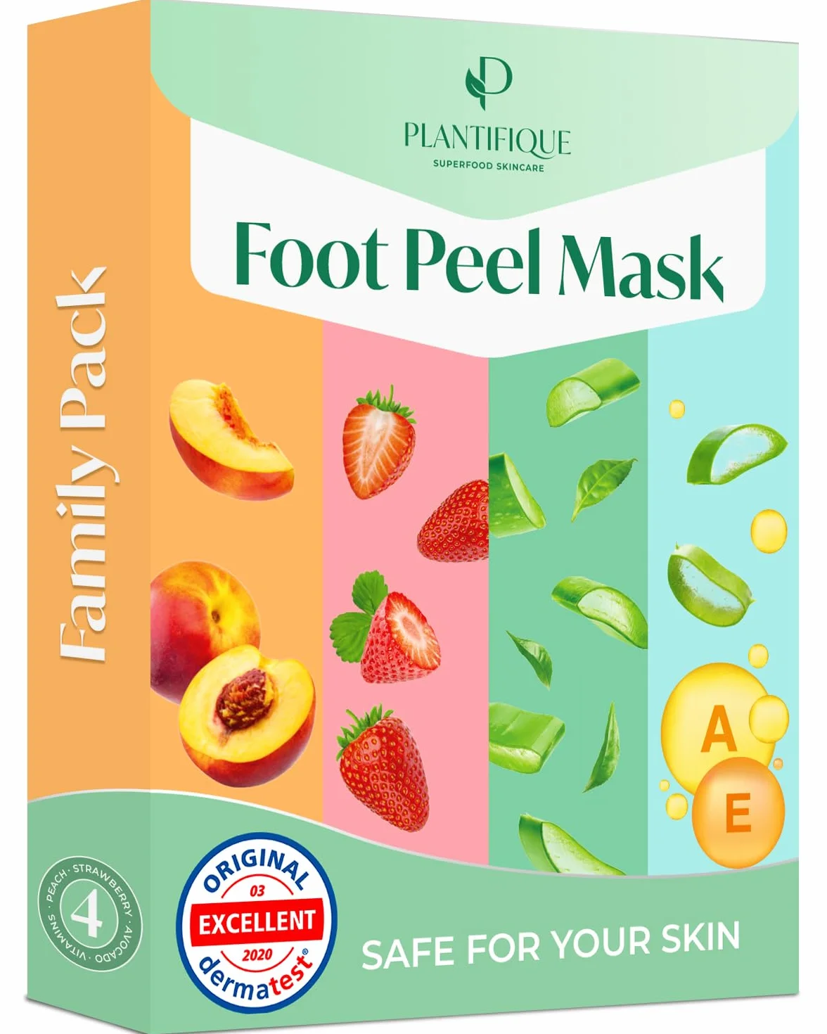 PLANTIFIQUE Calcetines Exfoliantes de Pies 4 Combo Pack Mascarillas Peeling Callos Eliminar Pedicura Profesional