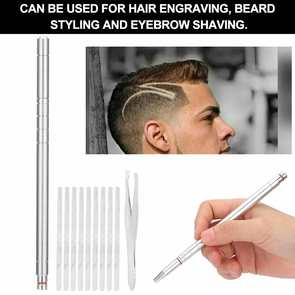 Bolígrafo de peluquero profesional con estuche protector para corte de pelo, barba y cejas (Silver)