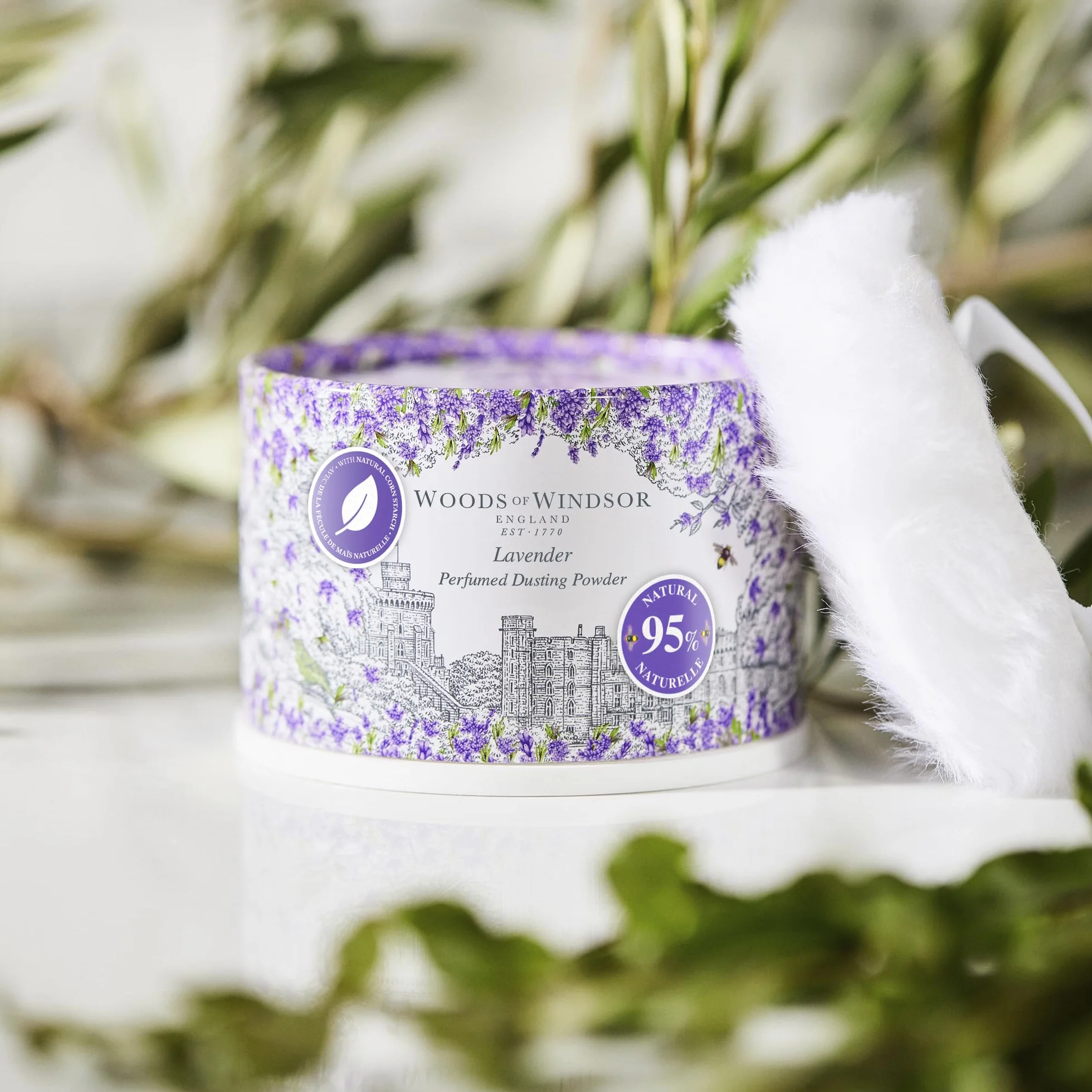 Woods of Windsor Polvos corporales lavanda esponja 100 g