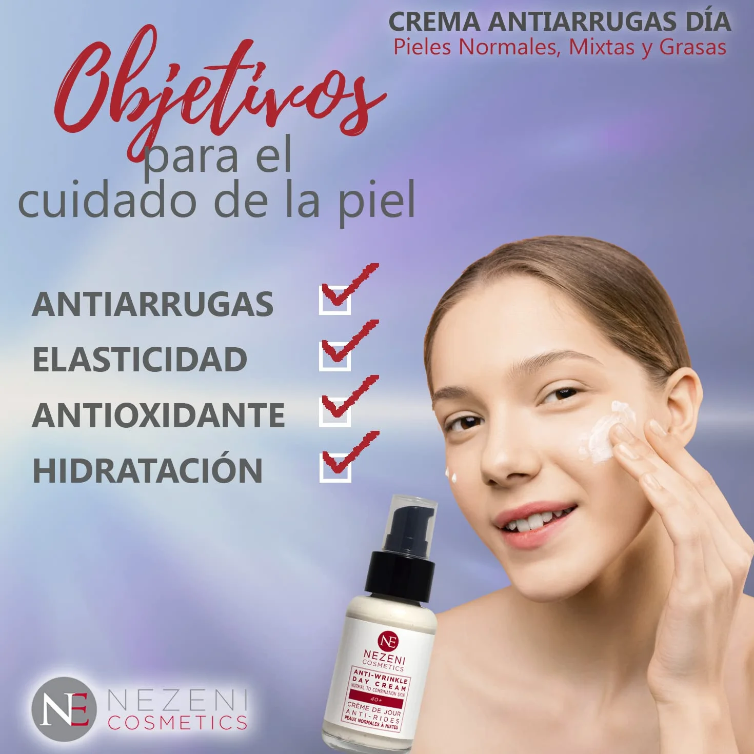Nezeni Crema Facial Antiarrugas Mujer/Hombre 16 Principios Activos | Rellenador Arrugas Profundas | Crema Antiarrugas Día Reafirmante Para Cara, Cuello y Escote | Piel Normal, Grasa y Mixta