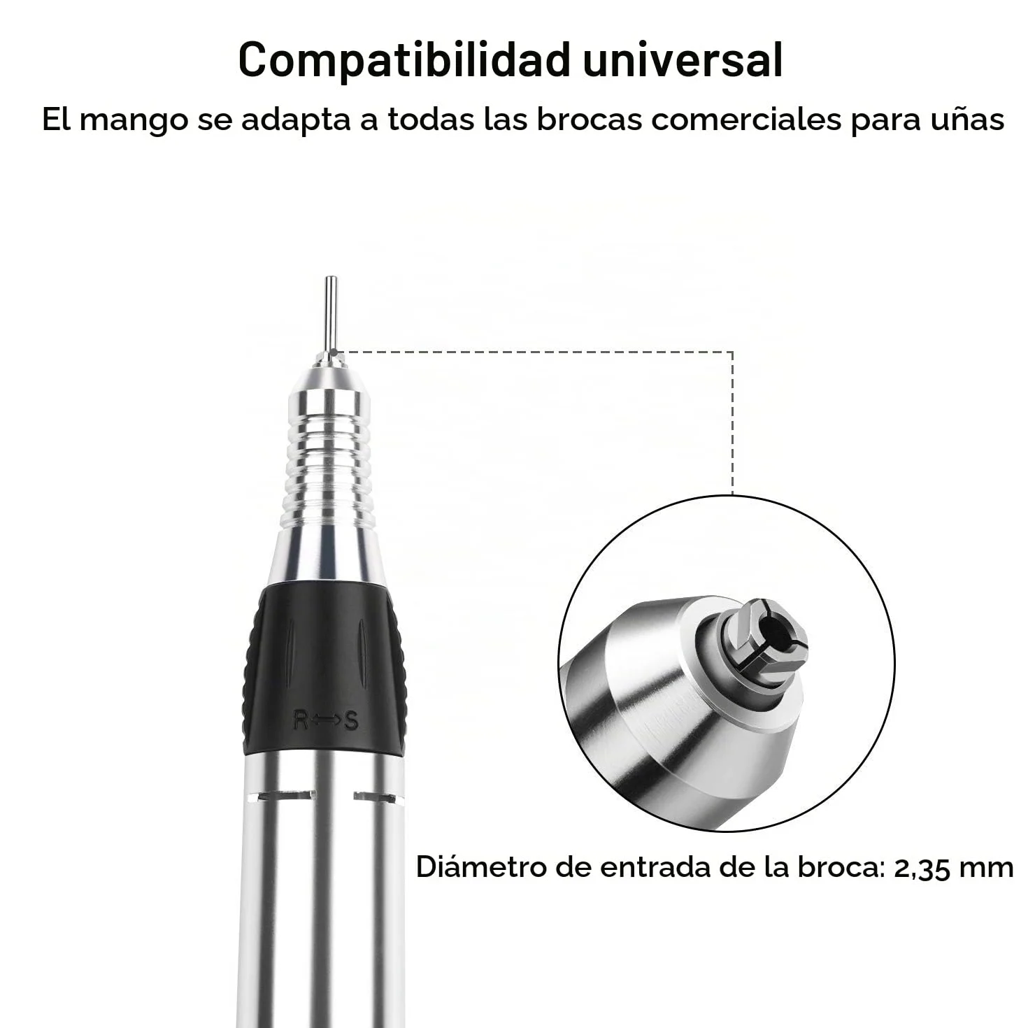JSDA Torno para uñas profesional,lima electrica uñas, 30000 RPM, fresa de carburo de tungsteno, potente, silencioso, baja vibración, Incl. cuatro brocas y un broca de carburo premium