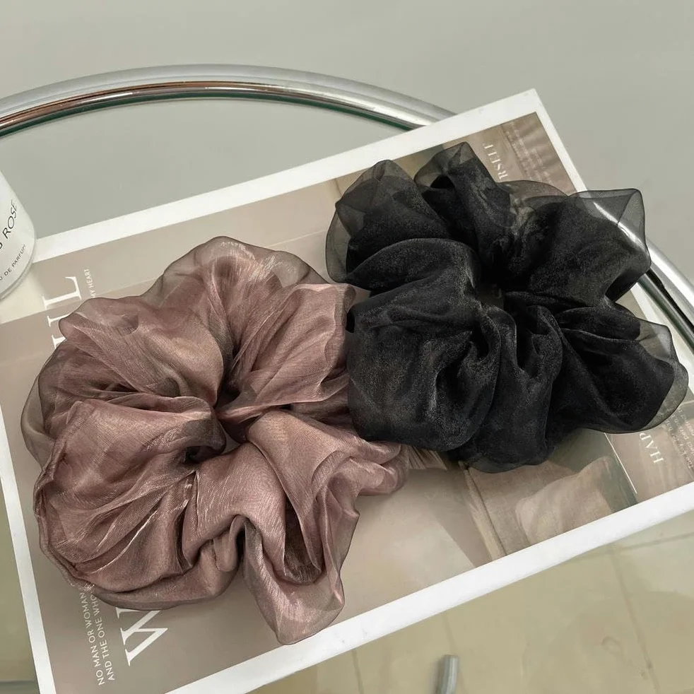 Coleteros para el cabello, lazos de satén para el pelo, lazos de seda para el pelo, anillos para trenzas, 4 unidades, color sólido, doble capa, accesorios para el cabello para mujer