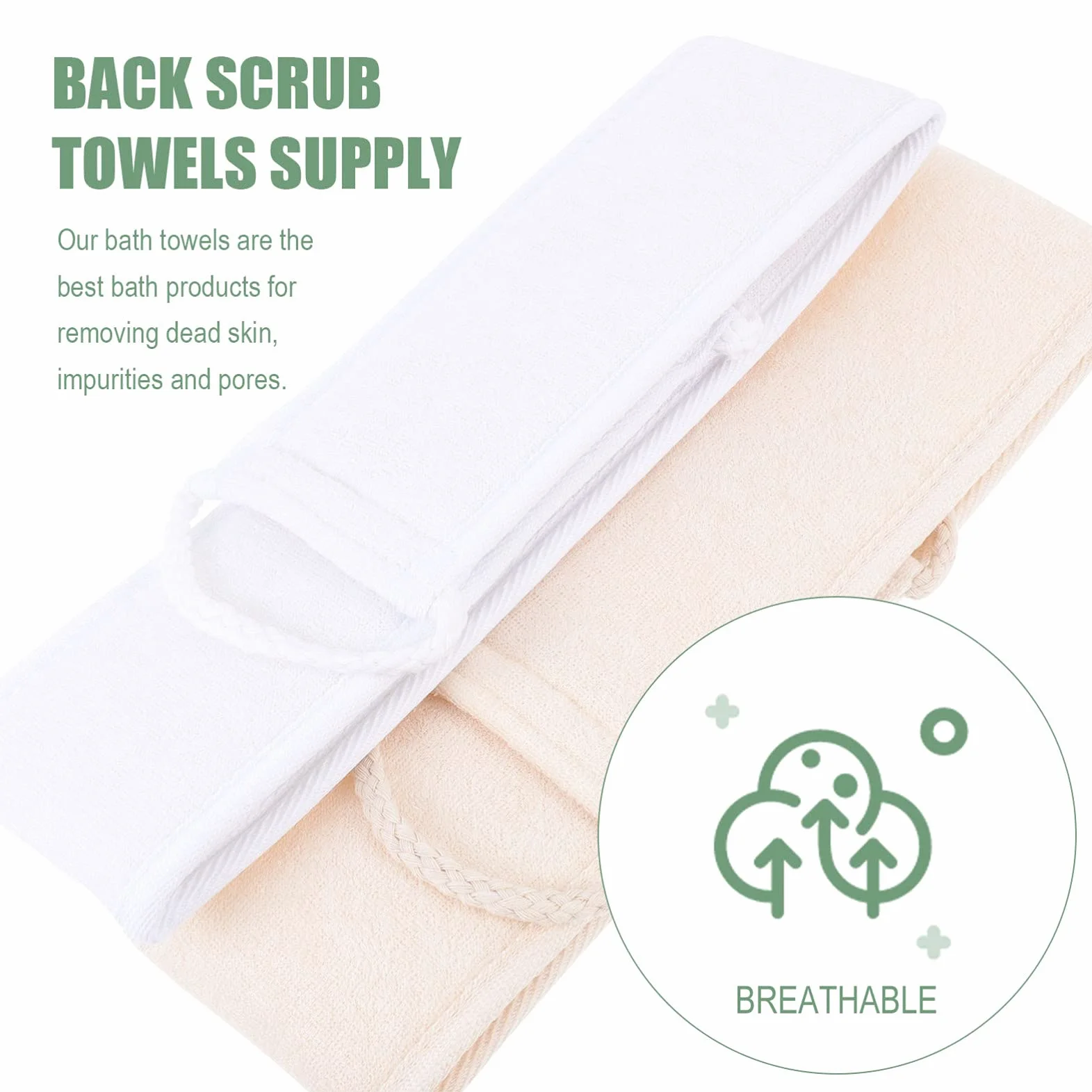 CJBHSD Esponja de Esponja Vegetal Larga para baño, 2 uds, cinturón depurador de Espalda para Ducha, Correa Exfoliante de baño de Doble Cara para Mujeres y Hombres, Suministros de baño