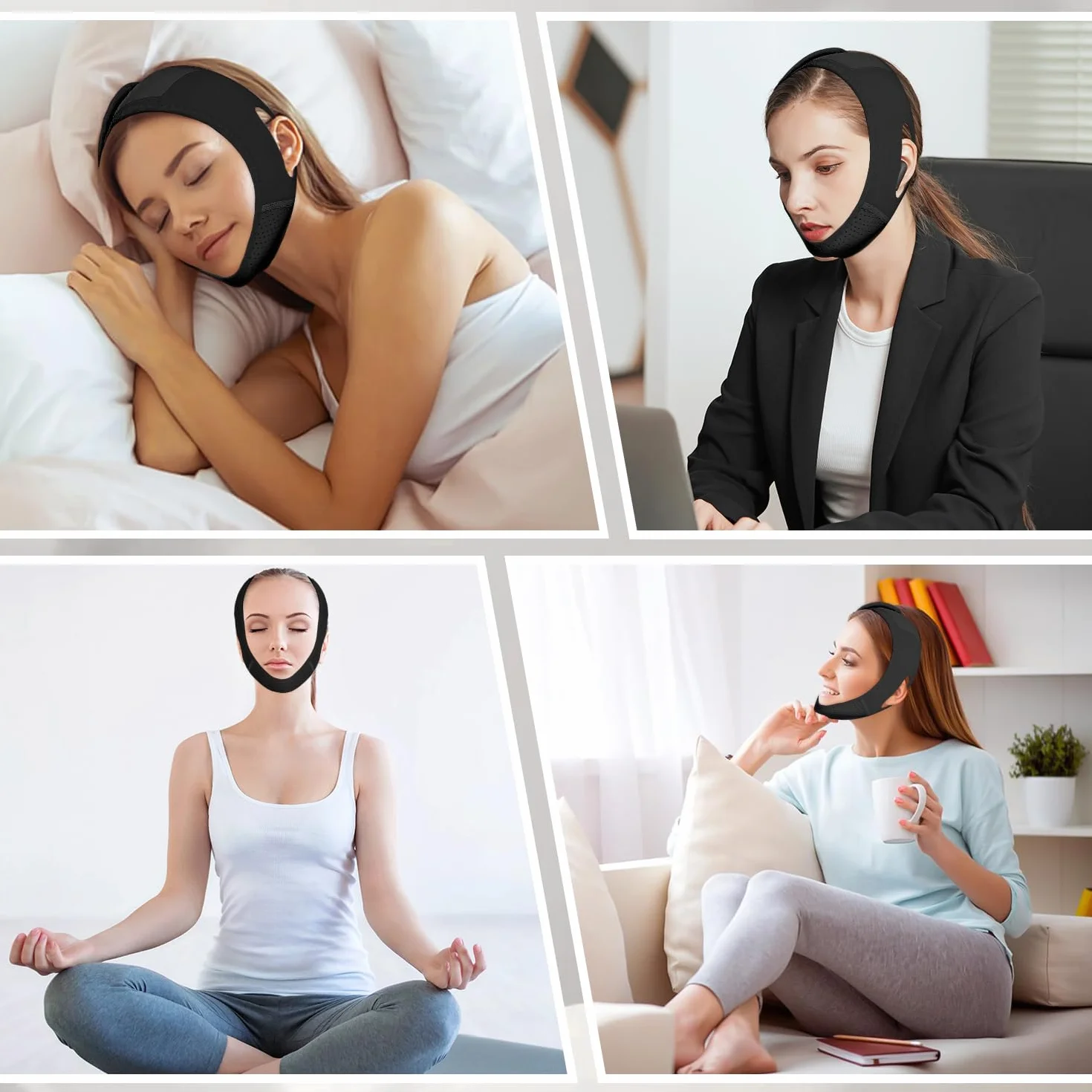 Mascarilla de mentón reductor de papada adelgazante facial en forma de V correa ajustable para dormir esculpir mandíbula reafirmar piel negro