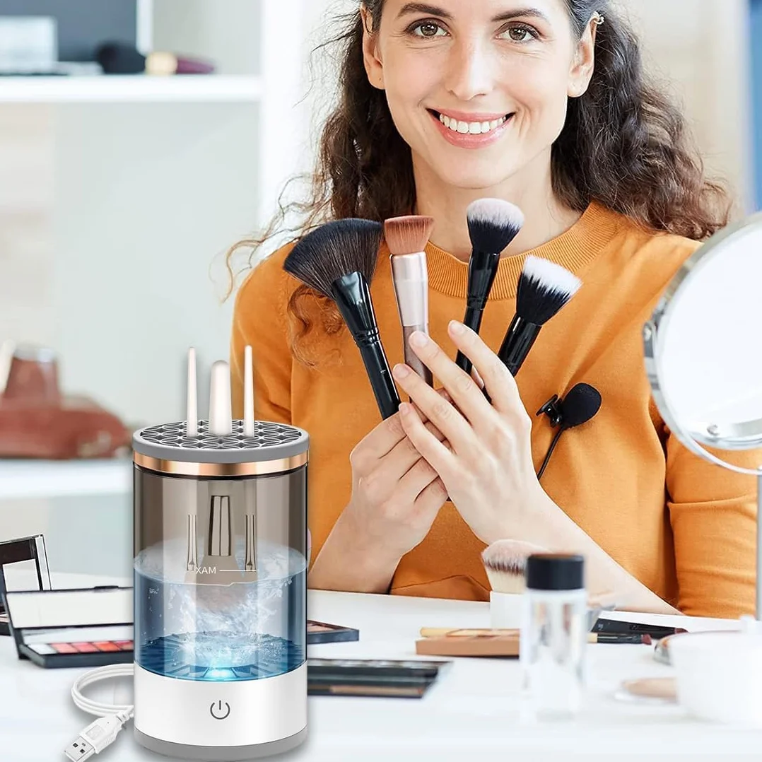 Limpiador de Brochas de Maquillaje Eléctrico 3 en 1 USB Limpieza Profunda 30s