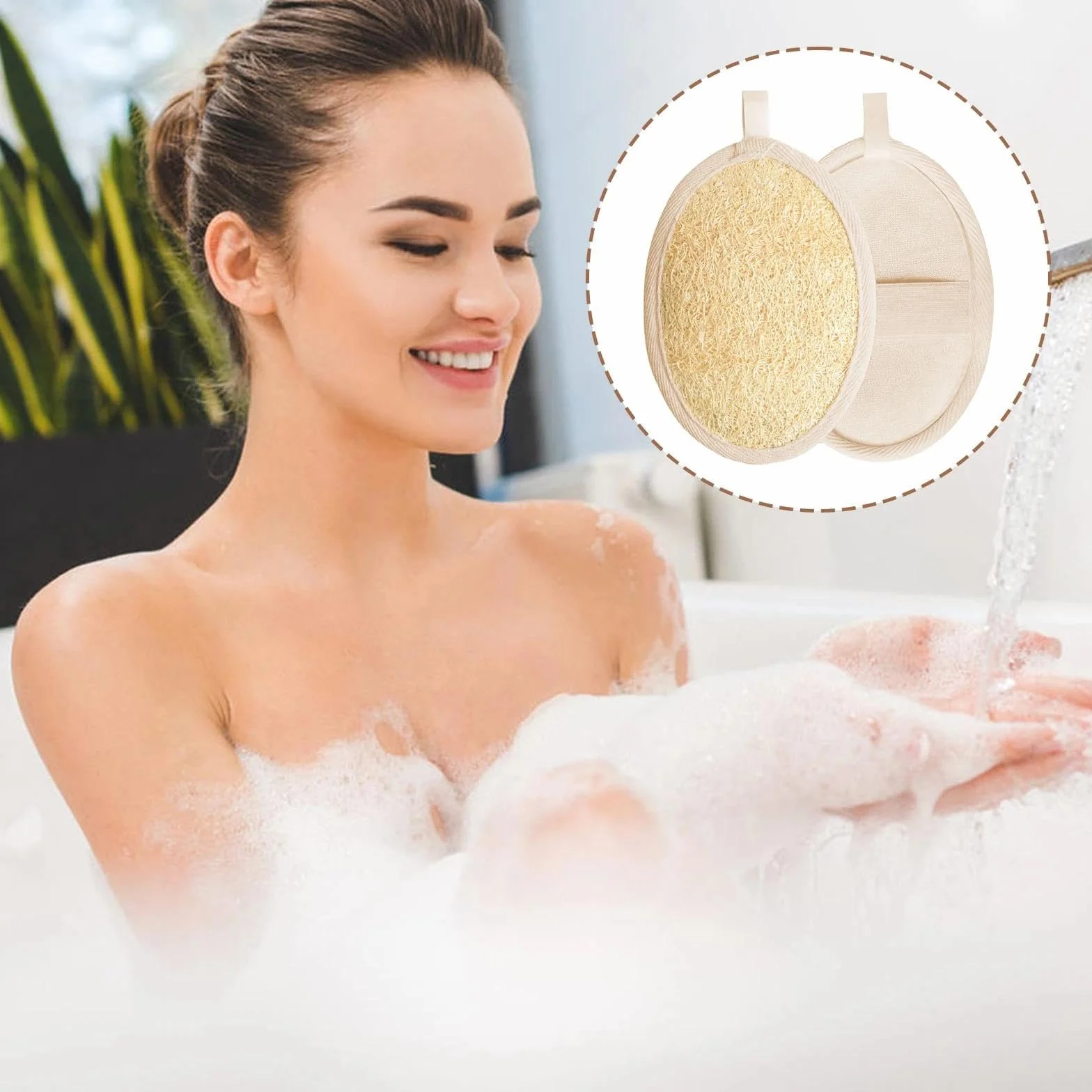 Esponja de lufa natural Purificador exfoliante corporal 3 piezas biodegradable baño ducha