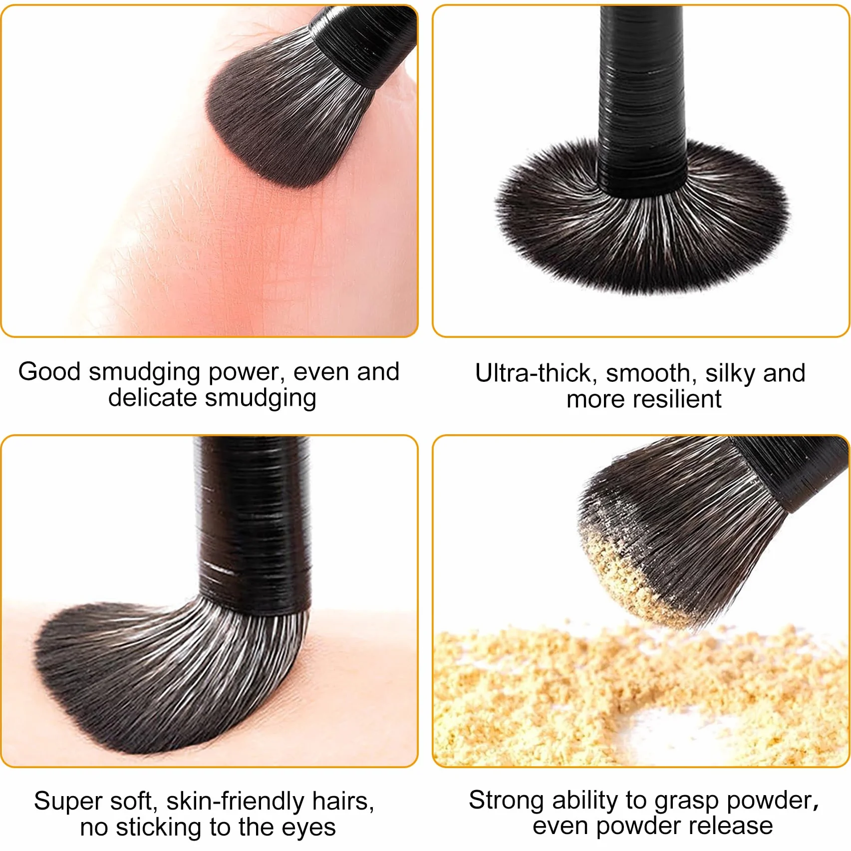 Kit de Brochas de Maquillaje Profesional 9 Piezas Set de Brochas para Sombras Delineado Difuminado Negro
