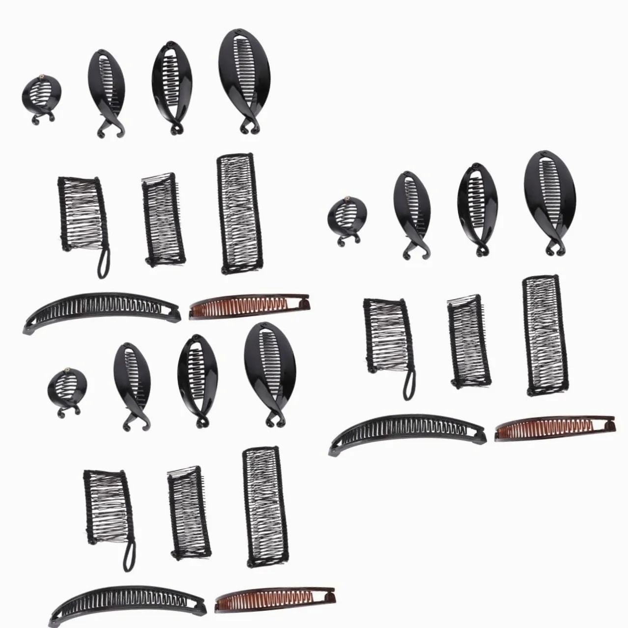 FRCOLOR Juego de 27 pinzas de pescado, de plástico, para de caballo, pinzas para el pelo de banana, pinzas para el pelo grueso, pinzas de plátano, tocado para mujer, horquillas retro