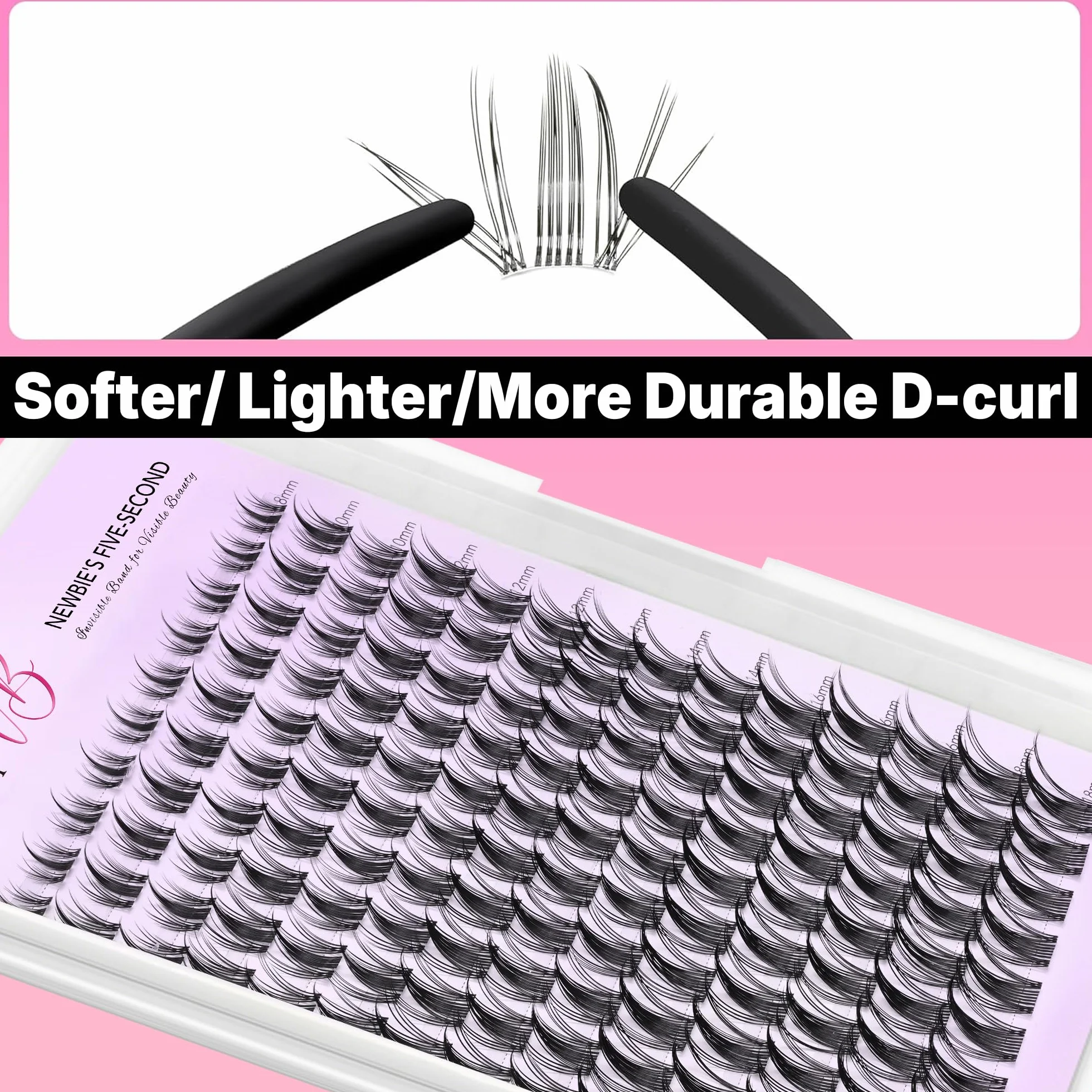 VEYESBEAUTY Pestañas Postizas Kit Five-Second Newbie's Pelo a Pelo Lash Cluster Individuales 8-18mm