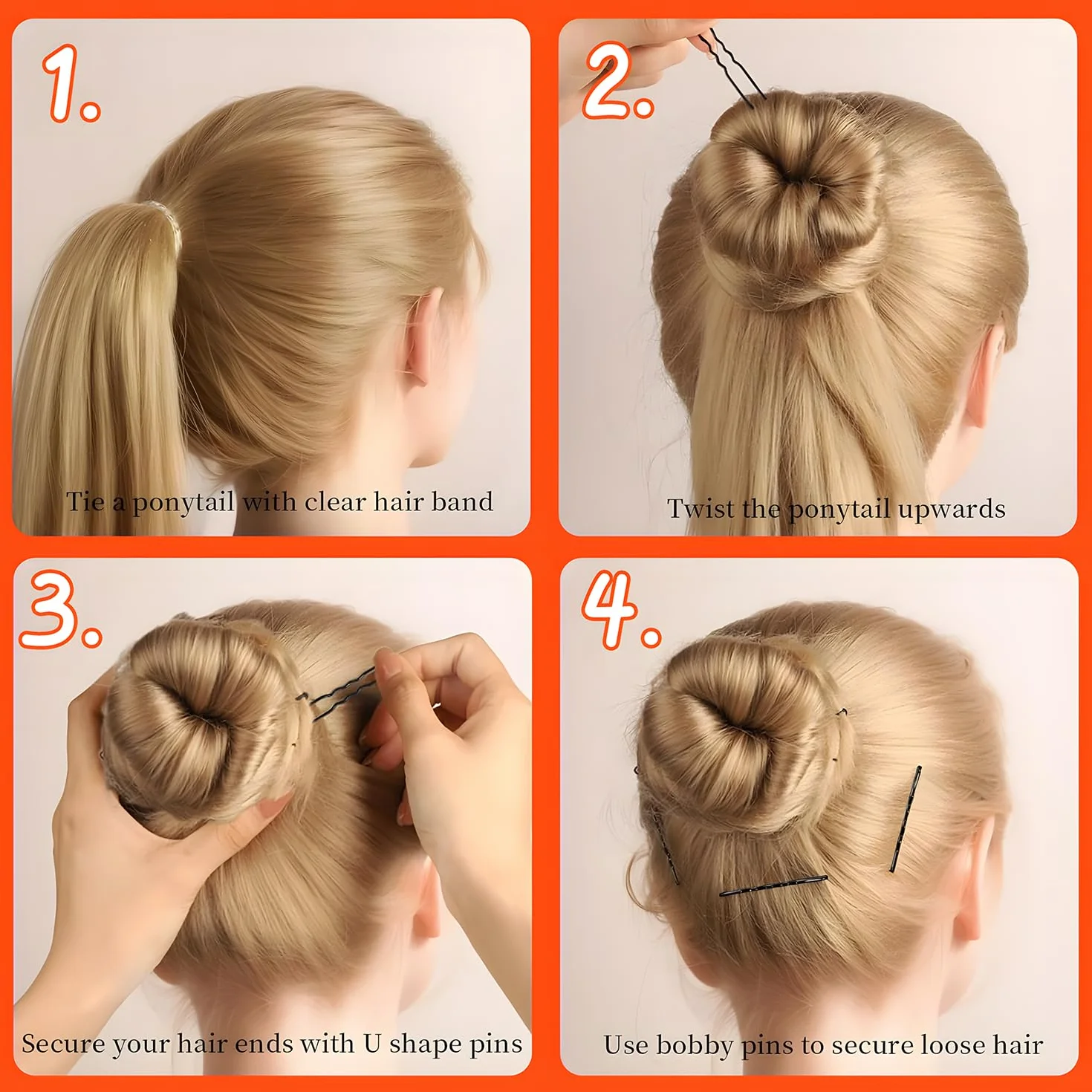 Pinzas para el Pelo Mujer 500 Horquillas en U 2 pulgadas 2.36 pulgadas Pasador de Pelo Ondulado 2 pulgadas 2.75 pulgadas Diademas Transparentes con Caja Portátil Negro
