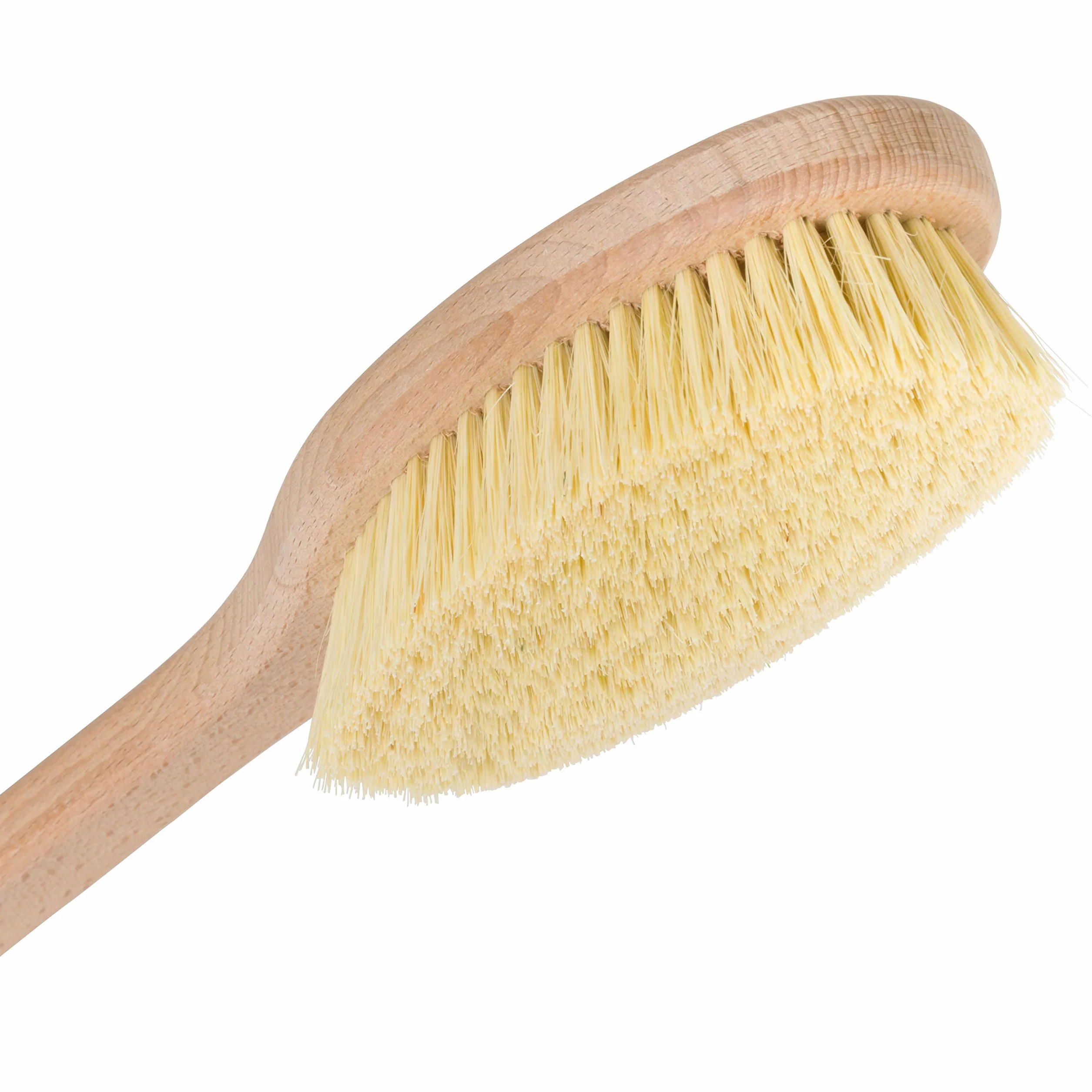 REDECKER Tampico - Cepillo de baño de fibra con mango de madera de haya aceitada, 19-5/8 pulgadas, mango largo para ducha, cepillo corporal con pelo de caballo natural, fabricado en Alemania