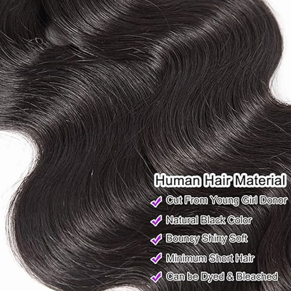 28 30 32 pulgadas Body Wave peluca mujer paquetes human hiar sin procesar extensiones de cabello humano virgen brasileño #1B Natural negro cabello humano paquete con una cobertura mínima para