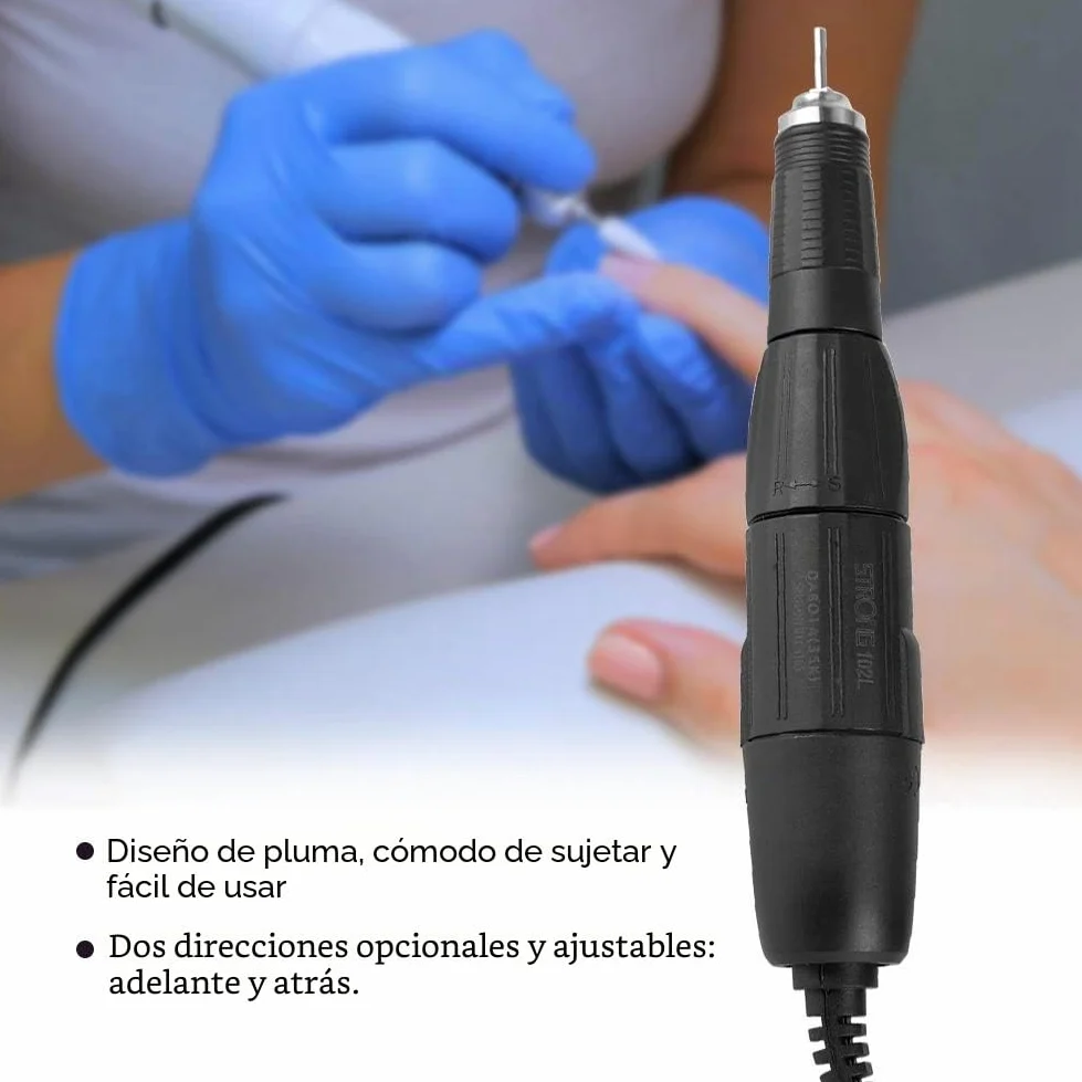 Mango de Taladro de Uñas Eléctrico, Pieza de Mano para Máquina de Manicura, 2.35mm, Negro