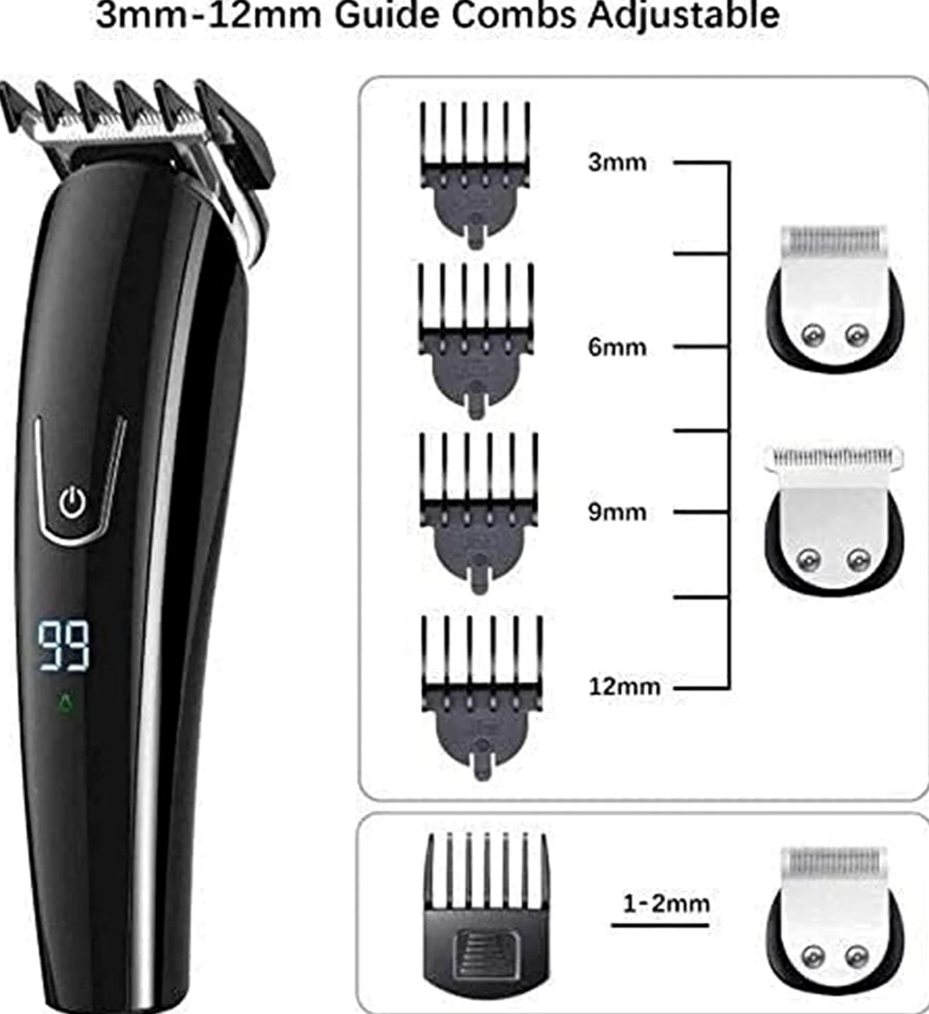 Cortapelos para hombres, kit recortador de barba 6 en 1, inalámbrico, de precisión, resistente al agua, recargable por USB.