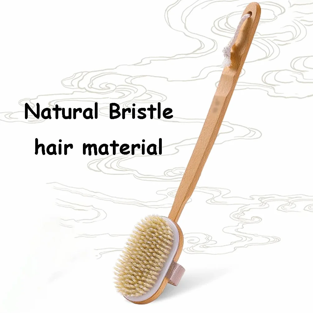 Cepillo para el Cuerpo para Cepillado en seco Depurador Corporal Desmontable Natural para Cabello húmedo y seco, Cepillo para la Piel Suave y elástico con cerdas Naturales, Mango de Haya an