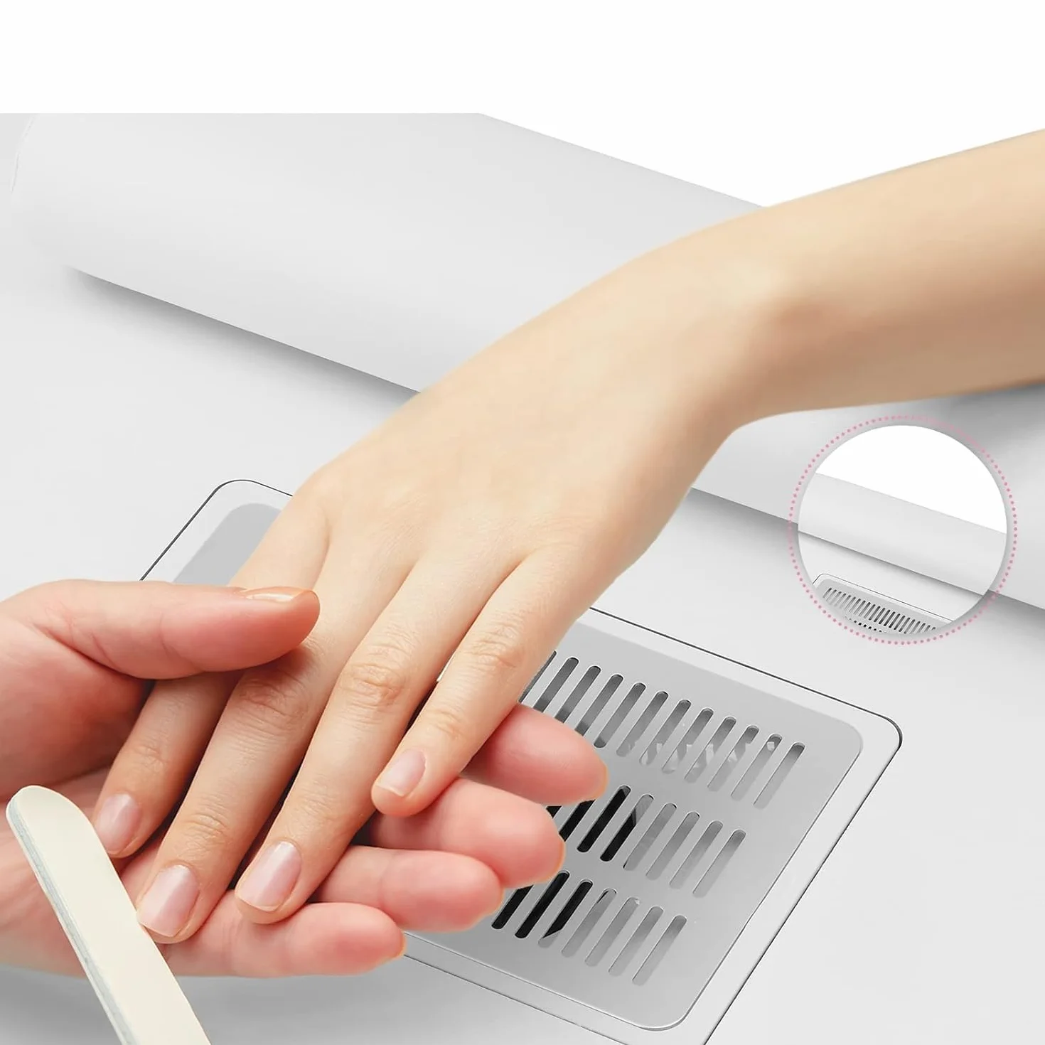 Mesa de Manicura para Uñas con Aspirador,8 Ruedas,3 Bolsas para Polvo, Reposamuñecas, 6 Cajones,Mesa Profesional para Artistas, tatuadores, Estudios y estética (Extra Grande Blanco)