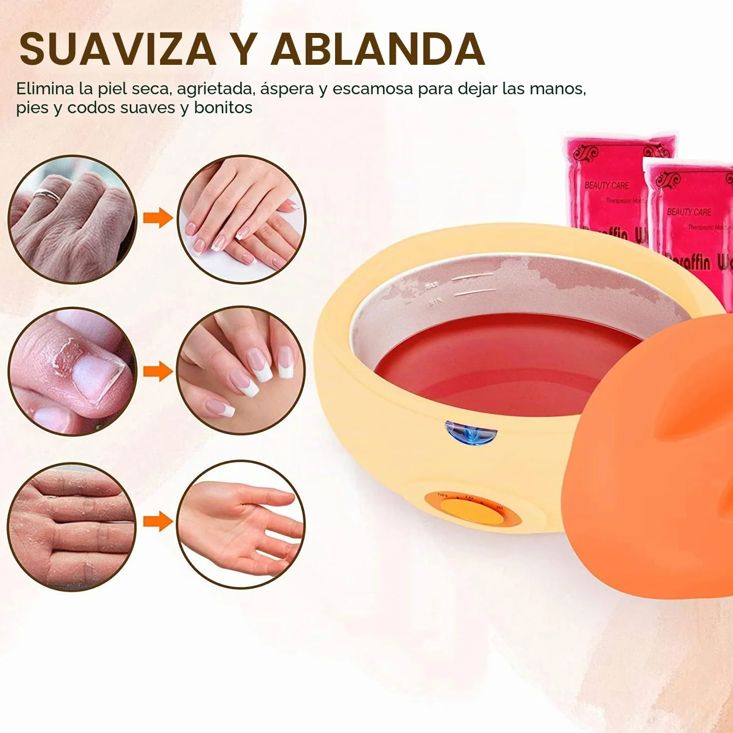 Forever Speed calentador de cera de parafina 900 g para manos y pies hidratante calmante artritis naranja