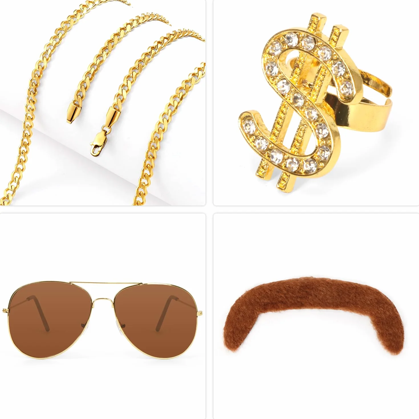 Meleager Peluca Mullet Hombre, Disfraz Ochentero, Juego 5 Accesorios Carnaval