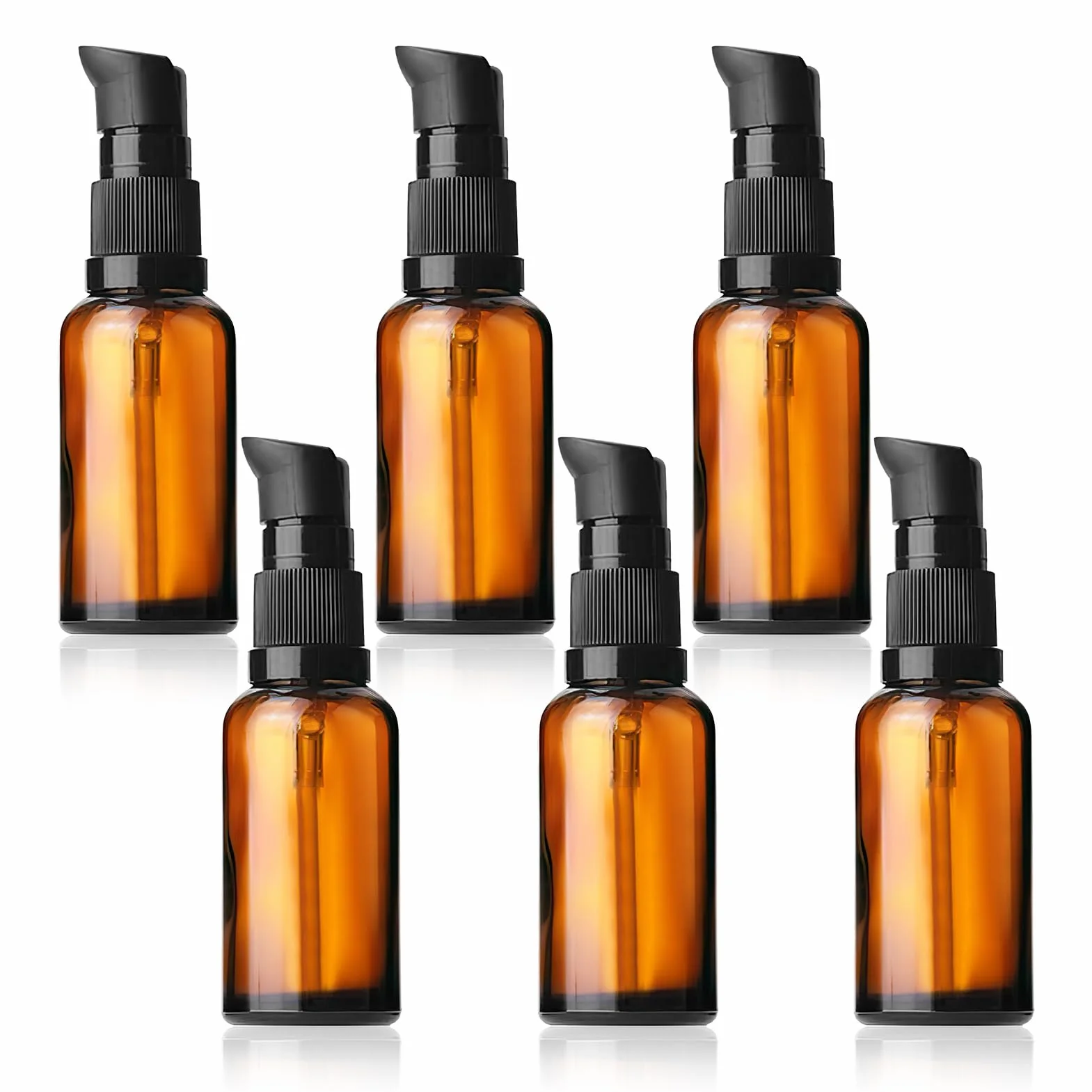 Botellas de Vidrio marrón vacías 30ml con Bomba, Rellenables para Loción y Aceites Esenciales, Protección UV