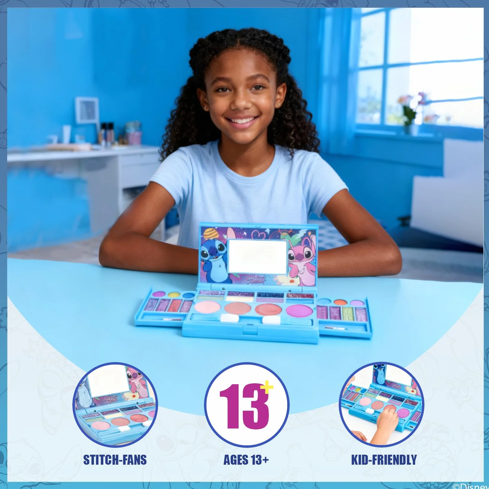 Stitch Set Maquillaje Gloss Brillo Ojos Colorete Brochas
