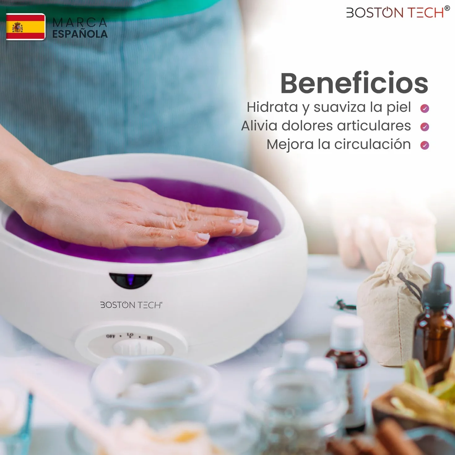 Boston Tech Baño de Parafina para Manos 3L Alivia Dolor Muscular Artrosis Hidrata Revitaliza Piel