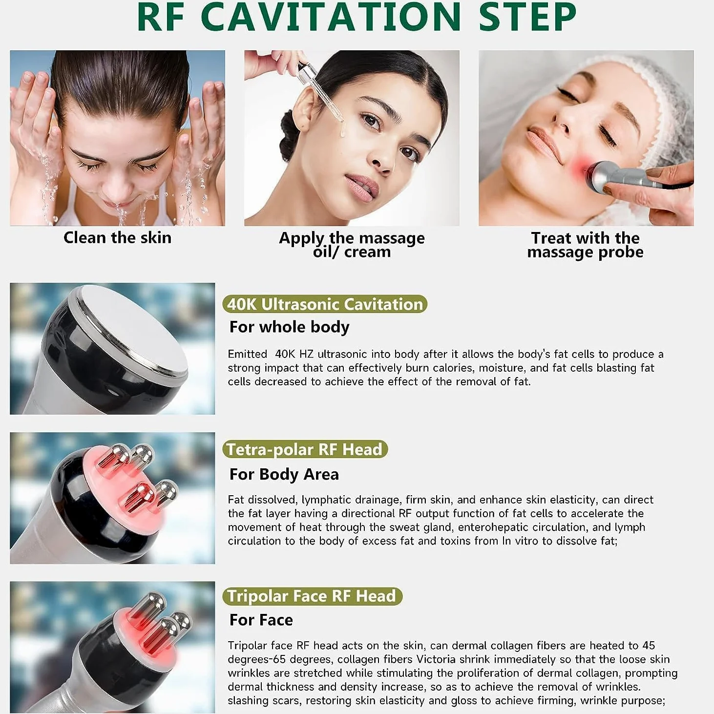 Cozion Radiofrecuencia Facial y Corporal Profesional 40K cavitacion y Radiofrecuencia Aparatos Masajeador anticelulitico Máquina de Adelgazamiento de Belleza Masajeador Celulitis (S)