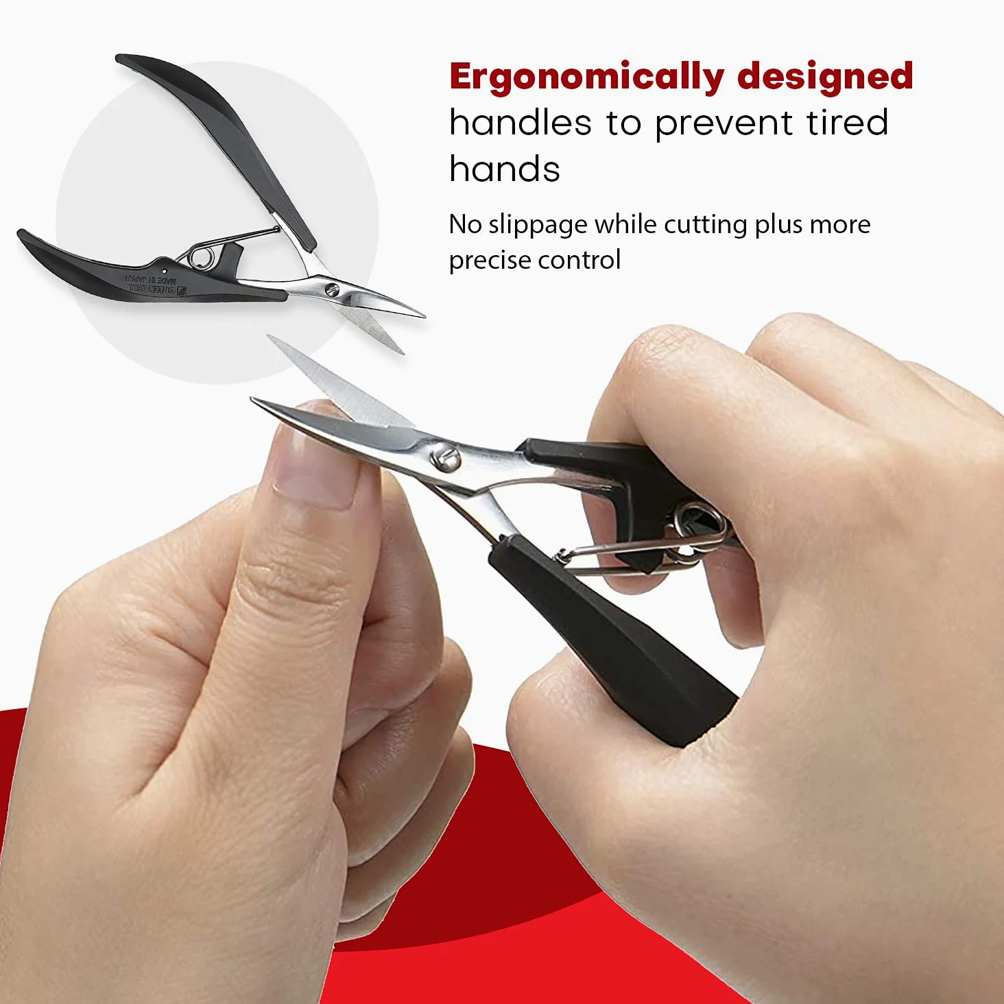Seki EDGE SS-205 | Made in Japan | Tijeras de uñas de acero inoxidable | afiladas a mano | mangos ergonómicos | para uñas y cutículas | también para uñas finas, blandas y acrílicas