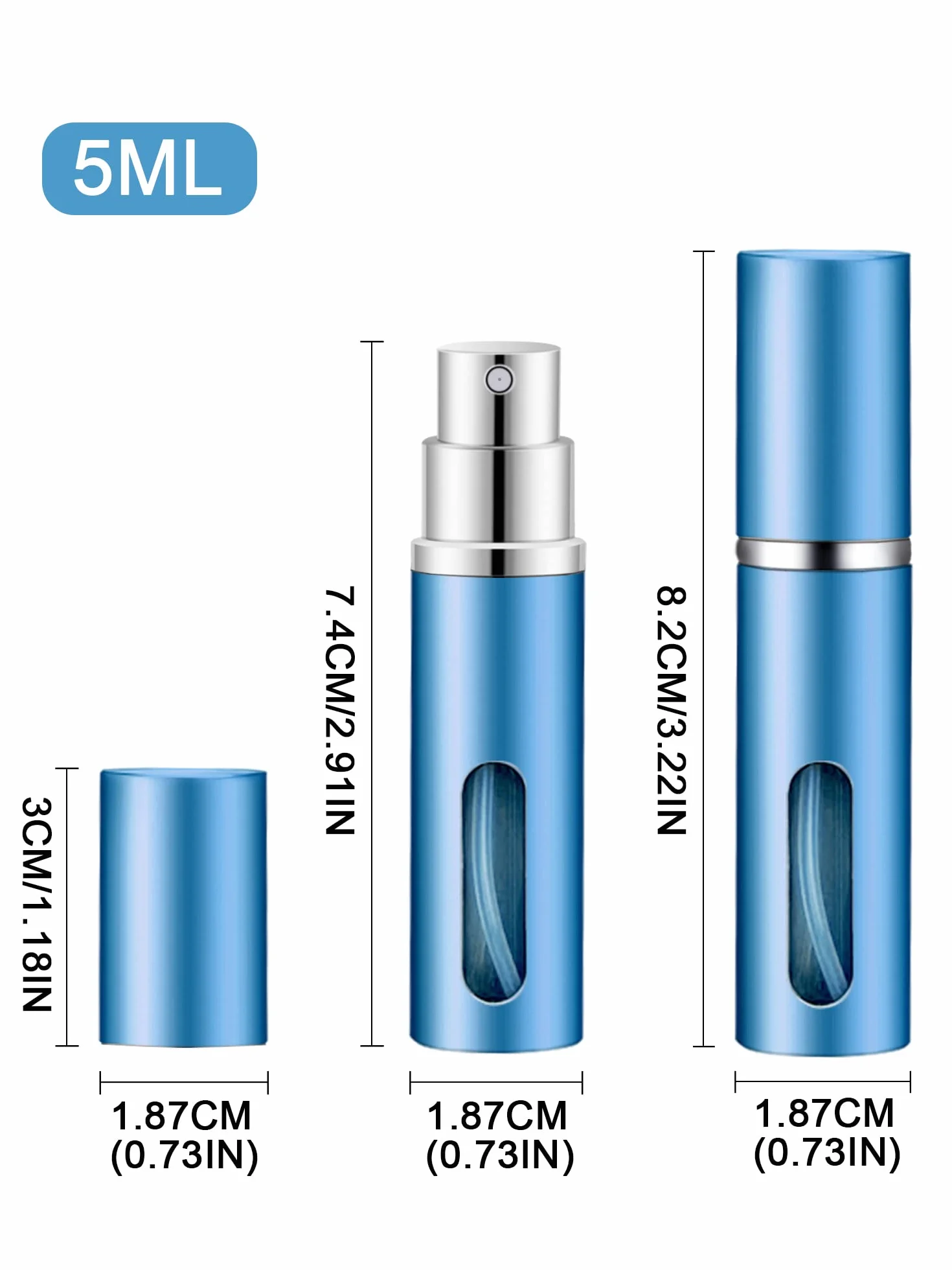 AWUMBUK Atomizador Perfume Recargable 5 Ml, Mini Perfumador, Bote Colonia Viaje 5 Pcs